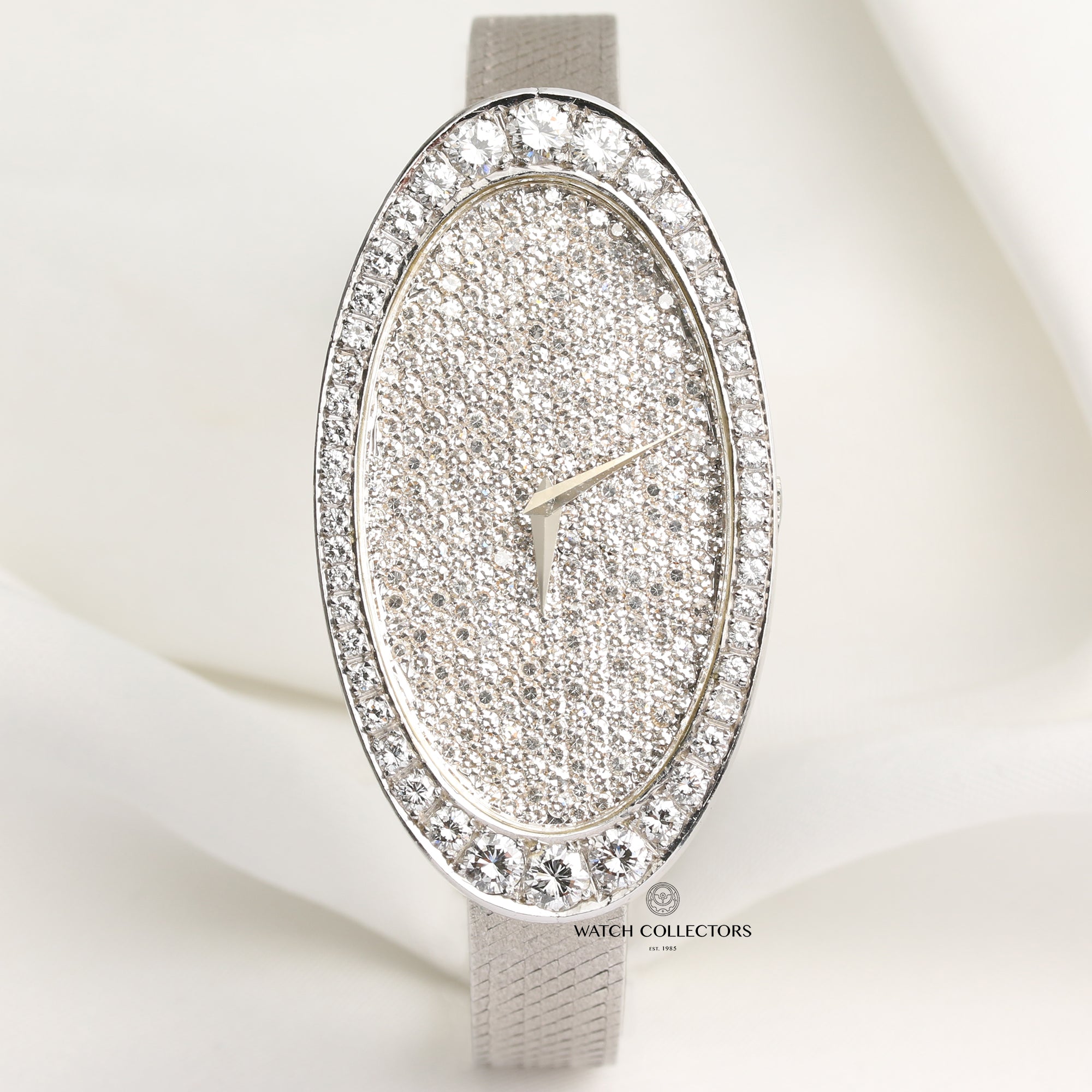 Factory Chopard 18K White Gold Pave Diamond Second Hand Watch Collectors 1