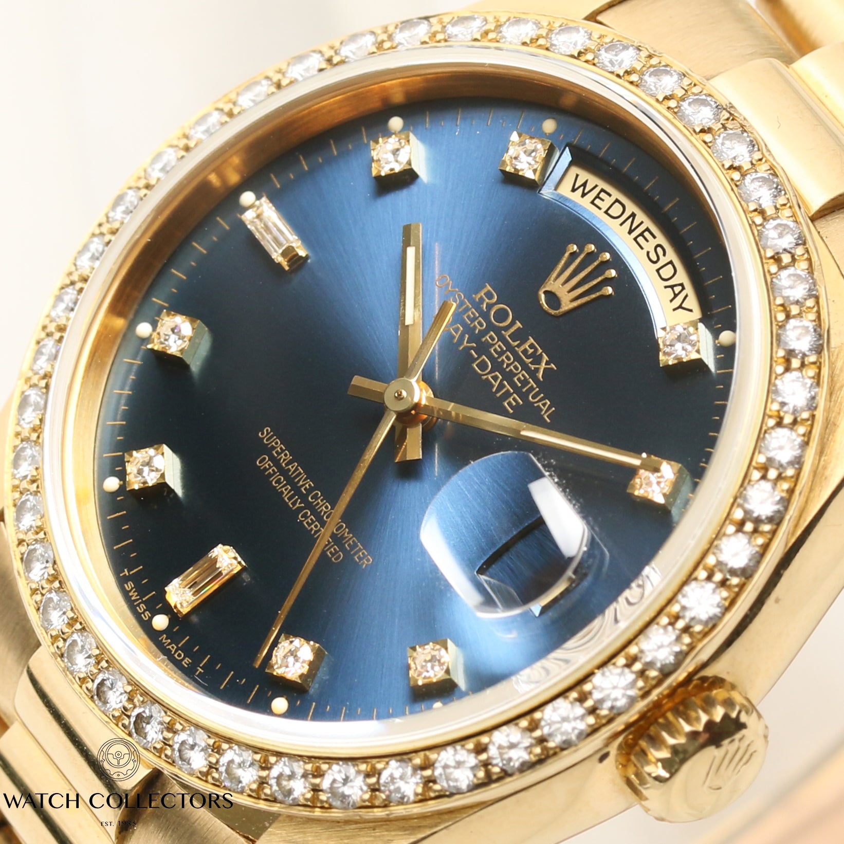 Factory Rolex Day-Date 18348 18K Yellow Gold Diamond Second Hand Watch Collectors 6