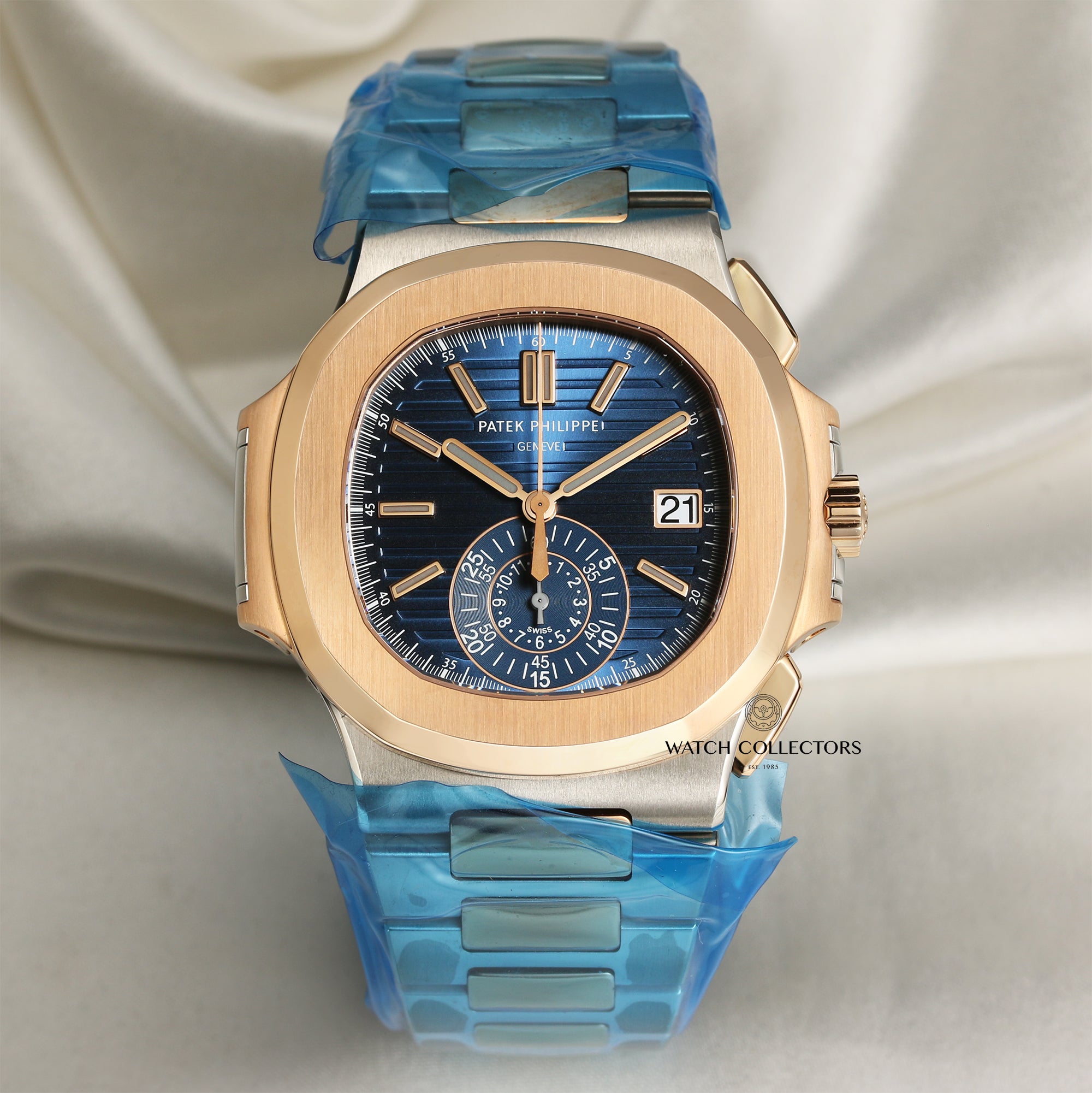 Patek Philippe Nautilus Chronograph 5980-1AR-001 Service Seal Stainless Steel 18k Rose Gold