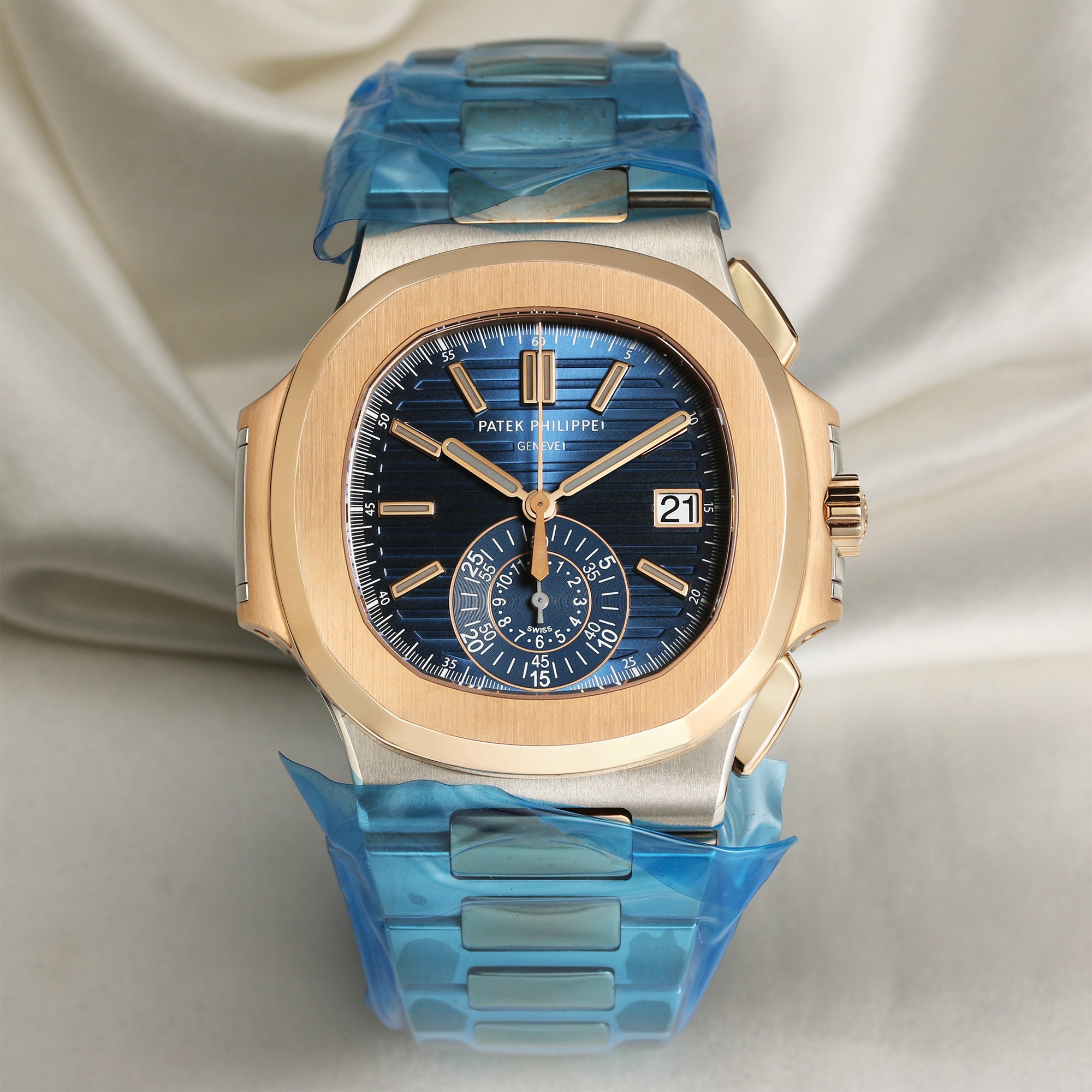 Factory-Sealed-Patek-Philippe-5980-1AR-001-Steel-18K-Rose-Gold-Second-Hand-Watch-Collectors-1