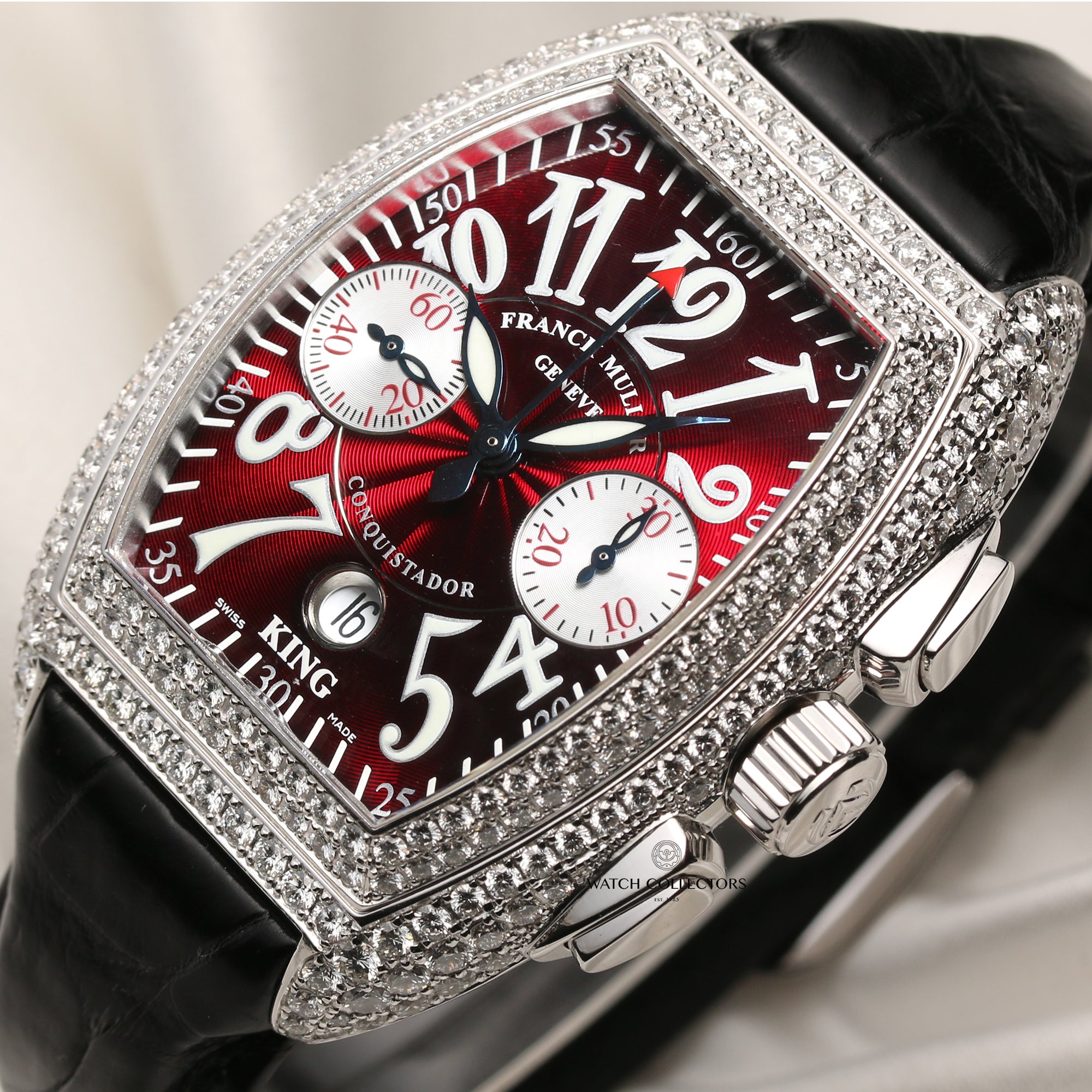 Franck Muller King Conquistador 8001 CC D 18K White Gold Diamond Second Hand Watch Collectors 4
