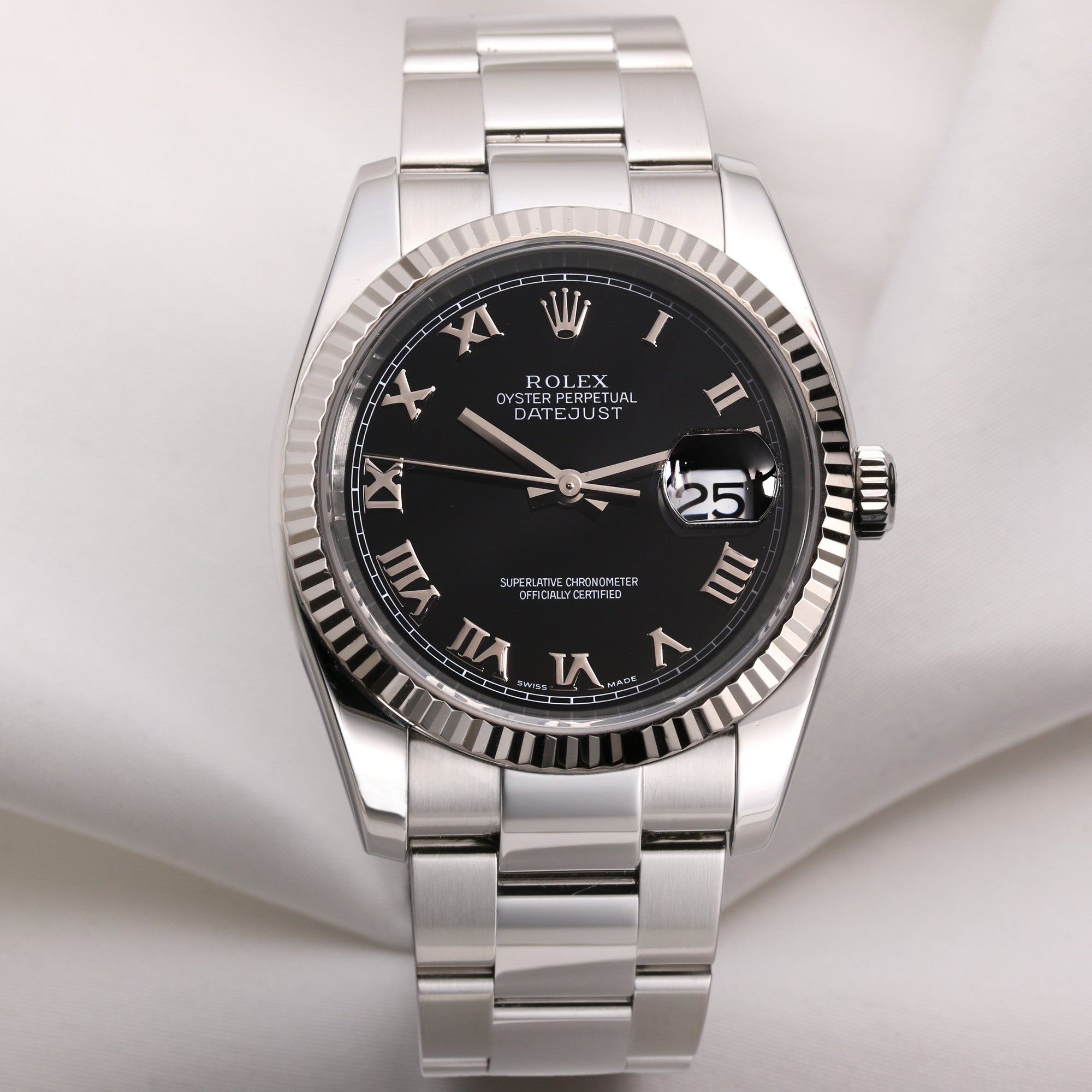 Full Set Rolex DateJust 116234 Sta0inless Steel & 18K White Gold Bezel Second Hand Watch Collectors 1