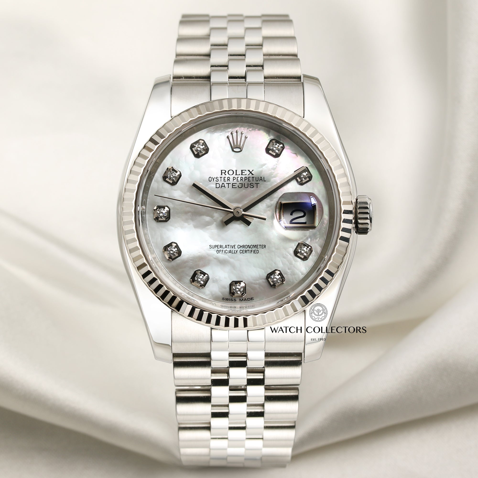 Full Set Rolex DateJust 116234 Stainless Steel 18K White Gold Bezel Second Hand Watch Collectors 1