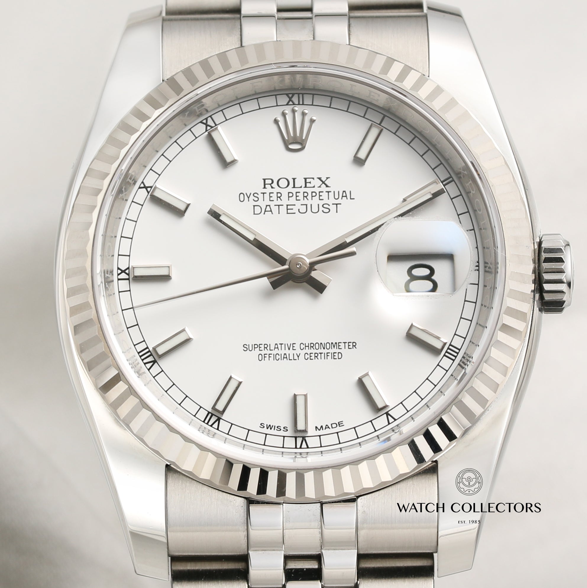 Full Set Rolex DateJust 116234 Stainless Steel 18K White Gold Bezel Second Hand Watch Collectors 2