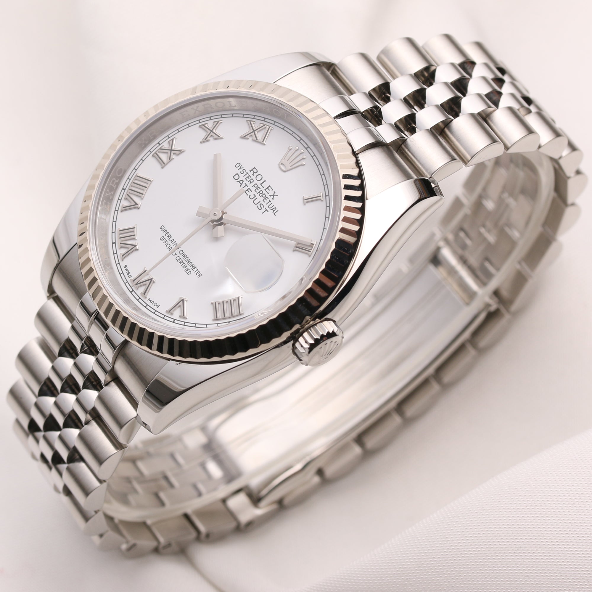 Full Set Rolex DateJust 116234 Stainless Steel 18K White Gold Bezel Second Hand Watch Collectors 3