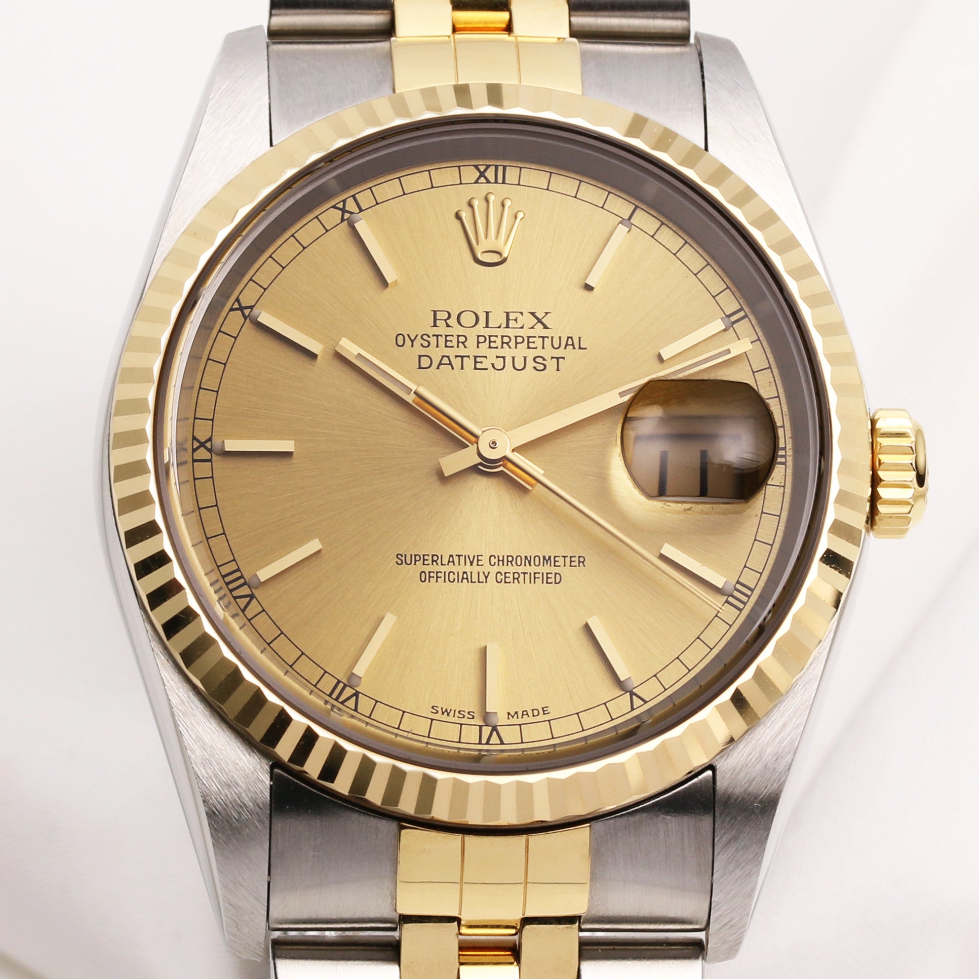 Full Set Rolex DateJust 16233 Steel & Gold Champagne Dial Jubilee Bracelet Second Hand Watch Collectors 2