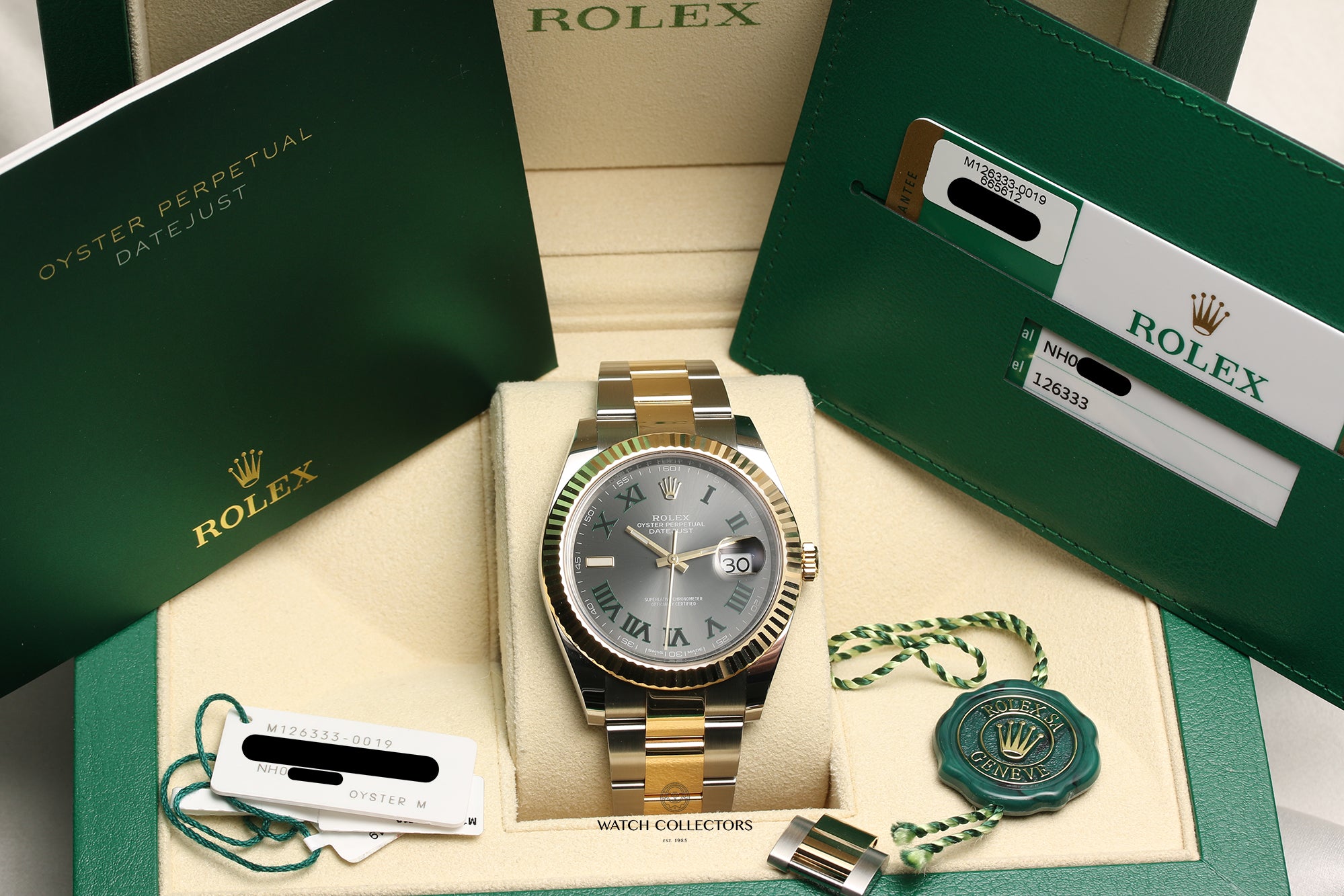 Full Set Rolex DateJust 41 126333 Steel & Gold Wimbeldon Dial Second Hand Watch Collectors 9