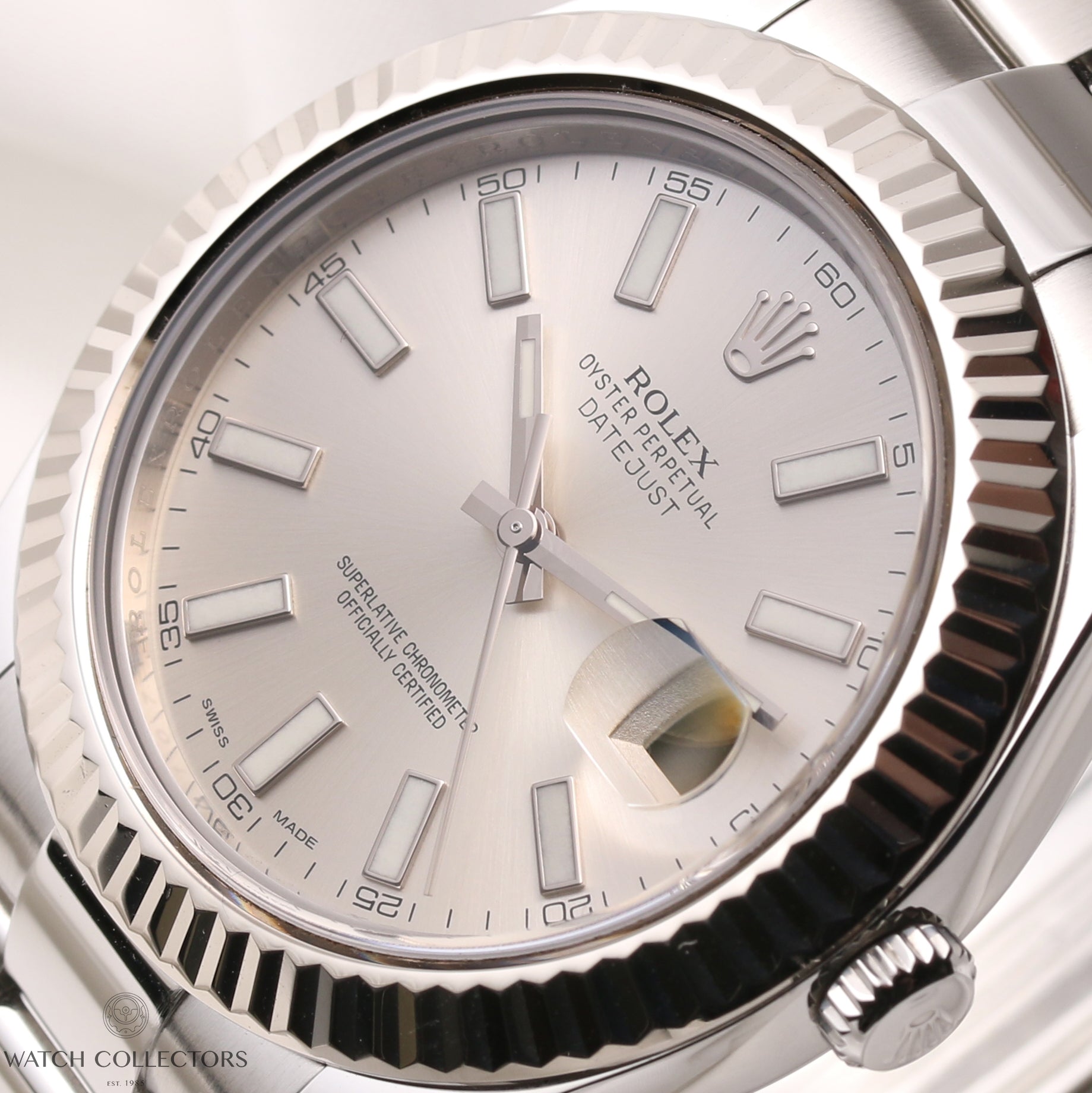 Full-Set-Rolex-DateJust-II-116334-Stainless-Steel-18K-White-Gold-Bezel-Second-Hand-Watch-Collectors-4