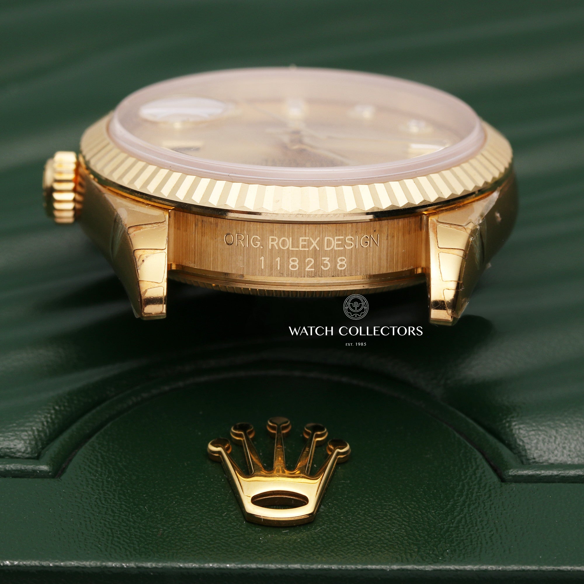 Full-Set-Rolex-Day-Date-118238-Champagne-Diamond-18K-Yellow-Gold-Second-Hand-Watch-Collectors-10-1