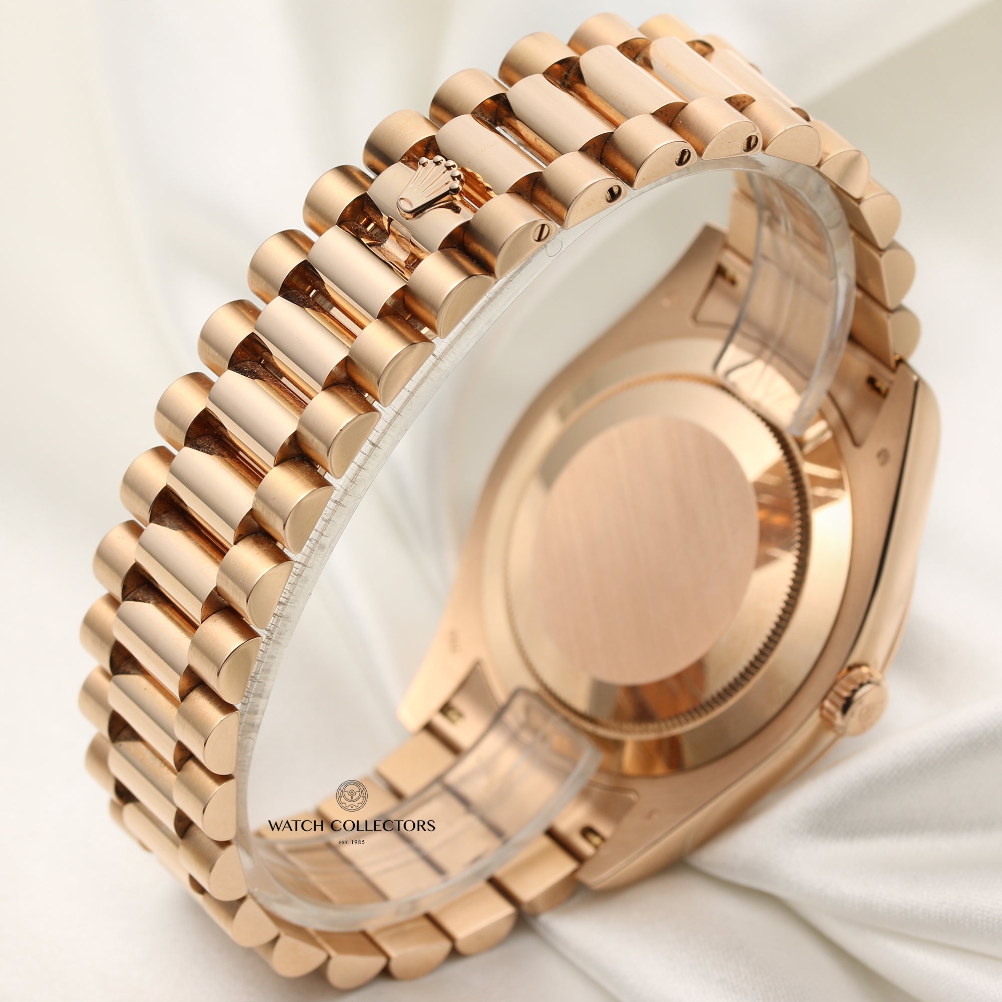 Full Set Rolex Day-Date II 218235 18K Rose Gold Baguette Diamond Ruby Black Dial Second Hand Watch Collectors 7