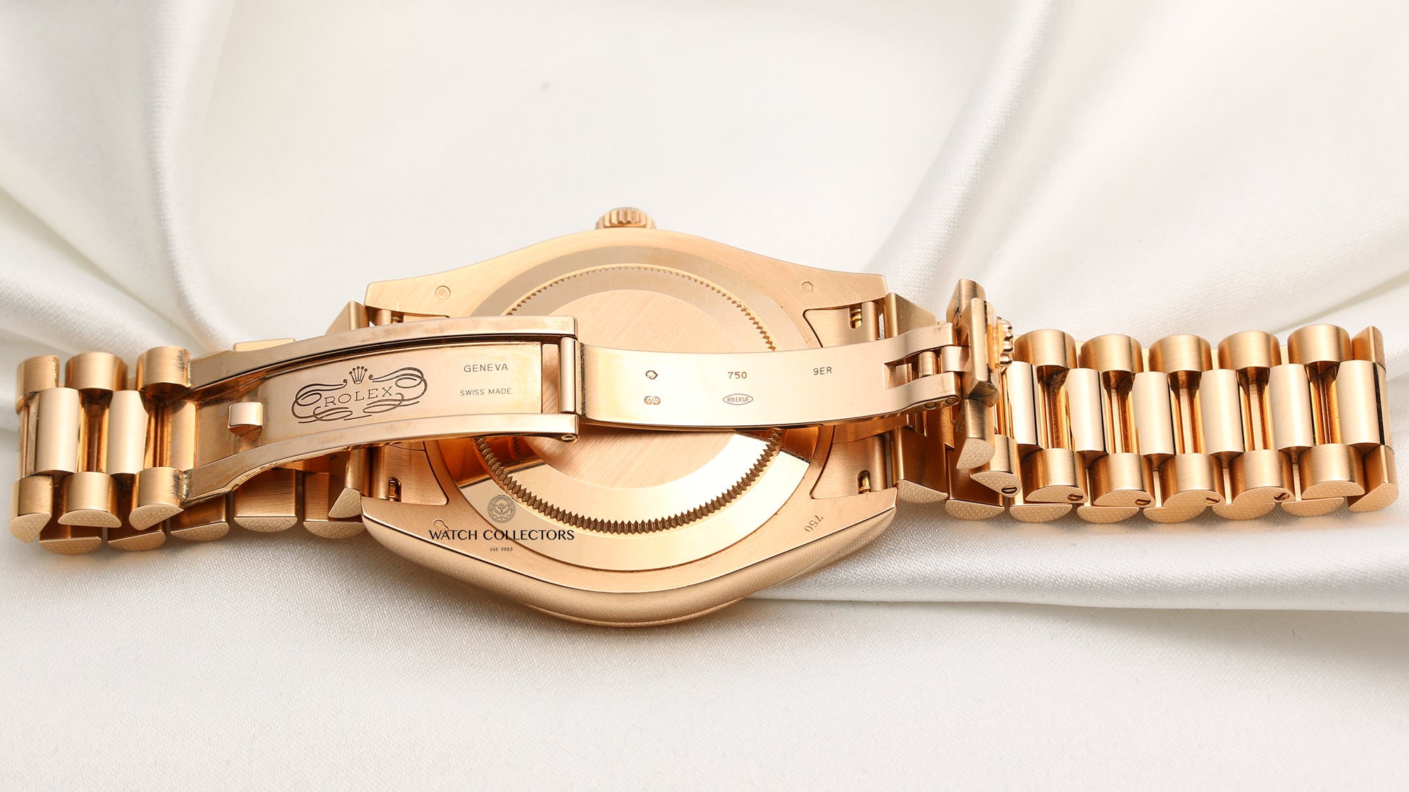 Full Set Rolex Day-Date II 218235 18K Rose Gold Baguette Diamond Ruby Black Dial Second Hand Watch Collectors 8