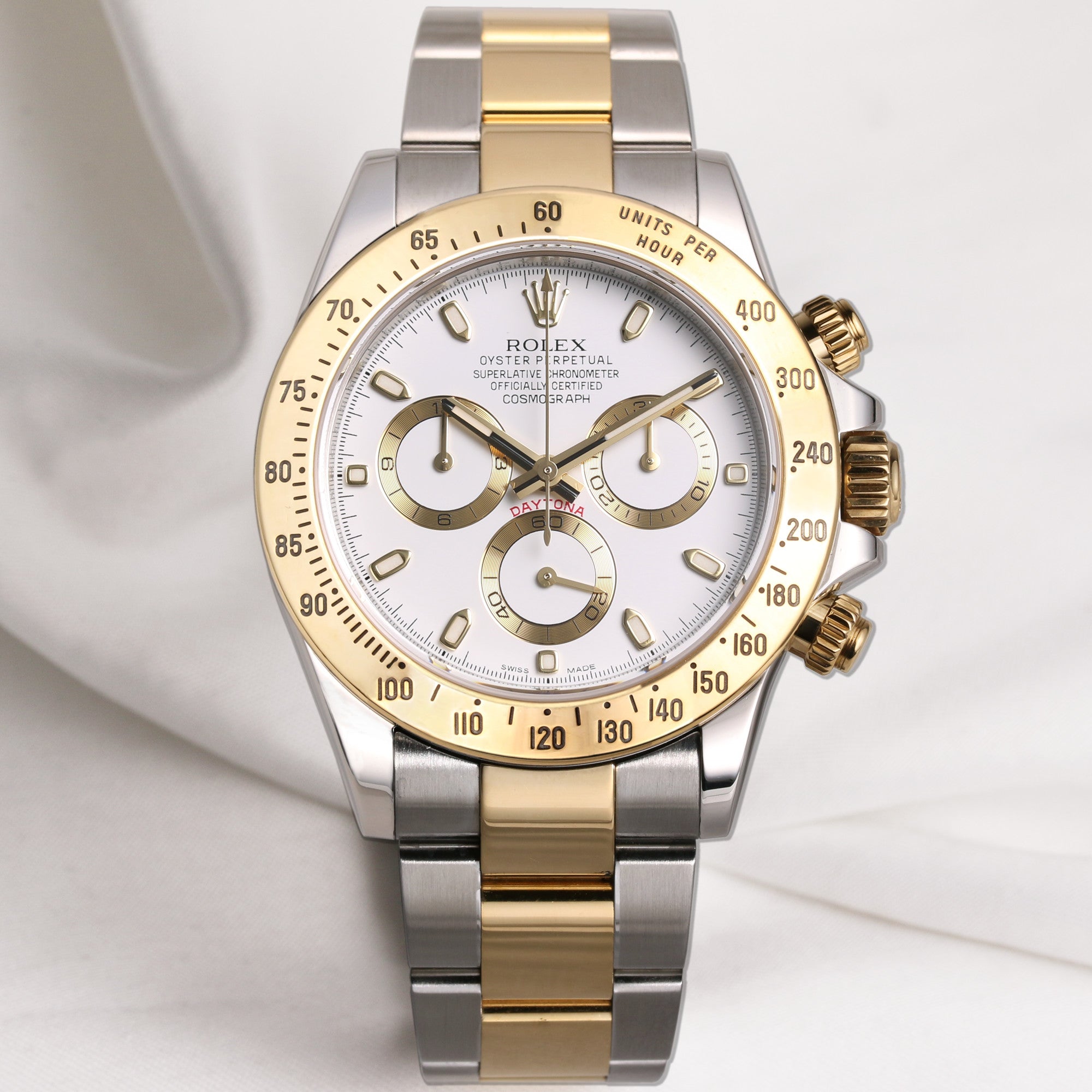 Full Set Rolex Daytona 116523 Steel & Gold White Dial Second Hand Watch Collectors 1
