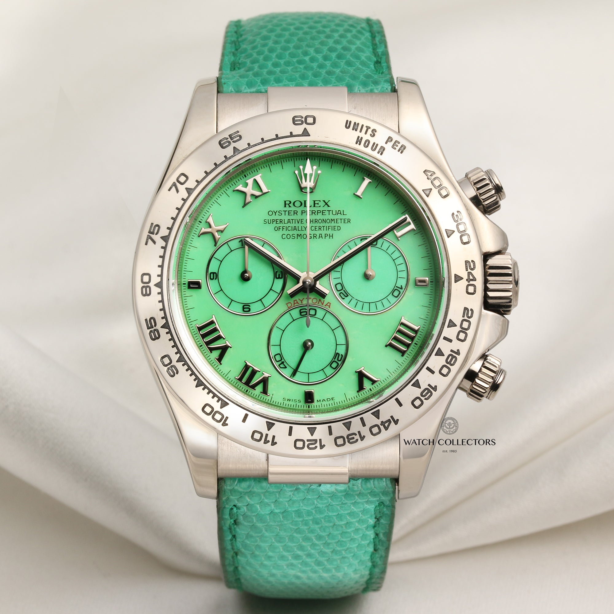 Full Set Rolex Daytona Green Beach 116519 18K White Gold Second Hand Watch Collectors 1