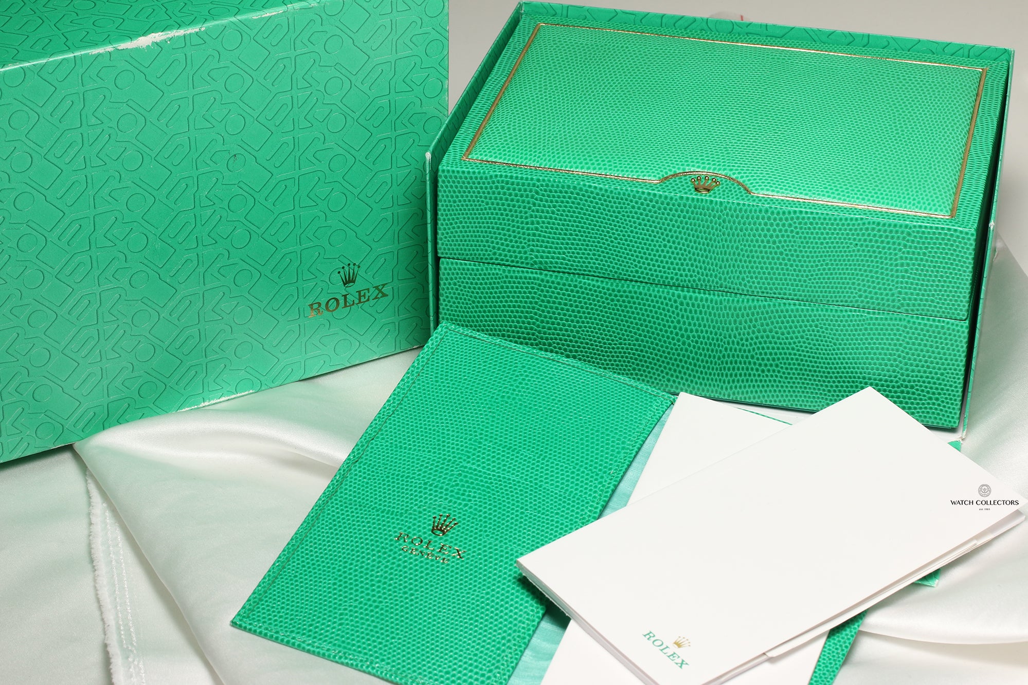 Full Set Rolex Daytona Green Beach 116519 18K White Gold Second Hand Watch Collectors 11