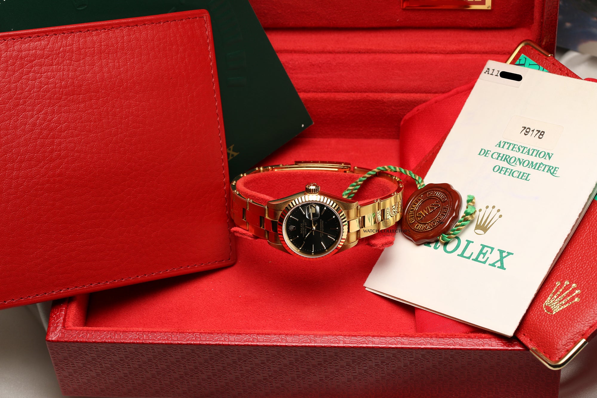 Full Set Rolex Lady DateJust 79178 18K Yellow Gold Second Hand Watch Collectors 10