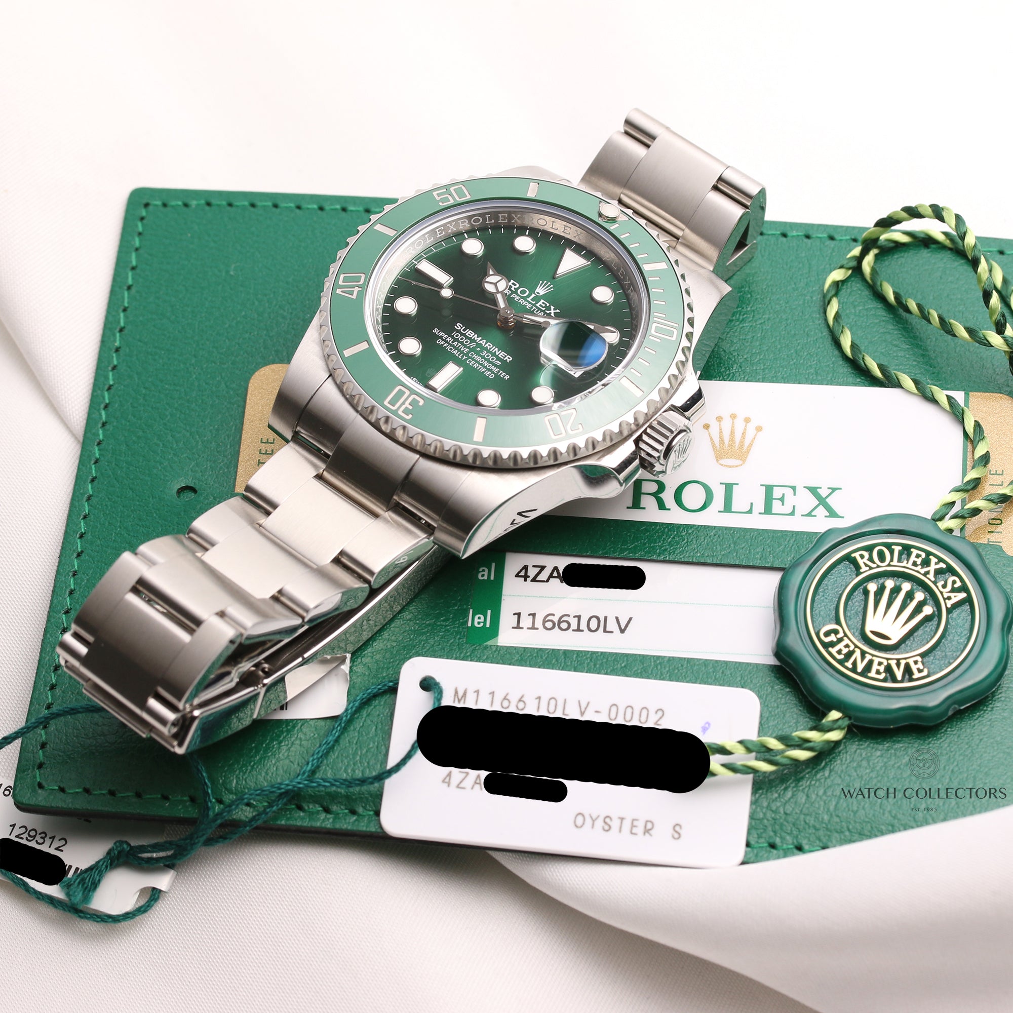 Full-Set-Rolex-Submariner-116610LV-Stainless-Steel-Green-Dial-Bezel-Hulk-Second-Hand-Watch-Collectors-10