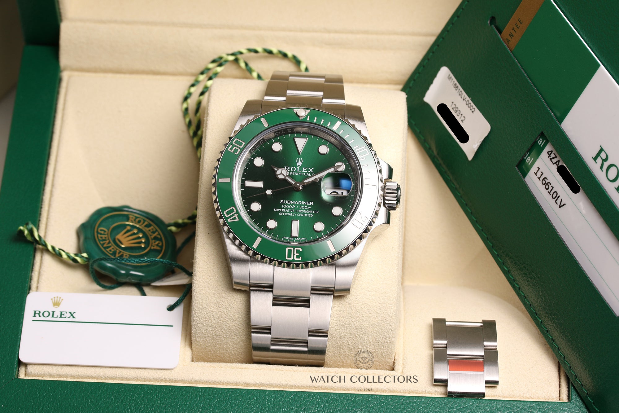 Full-Set-Rolex-Submariner-116610LV-Stainless-Steel-Green-Dial-Bezel-Hulk-Second-Hand-Watch-Collectors-11
