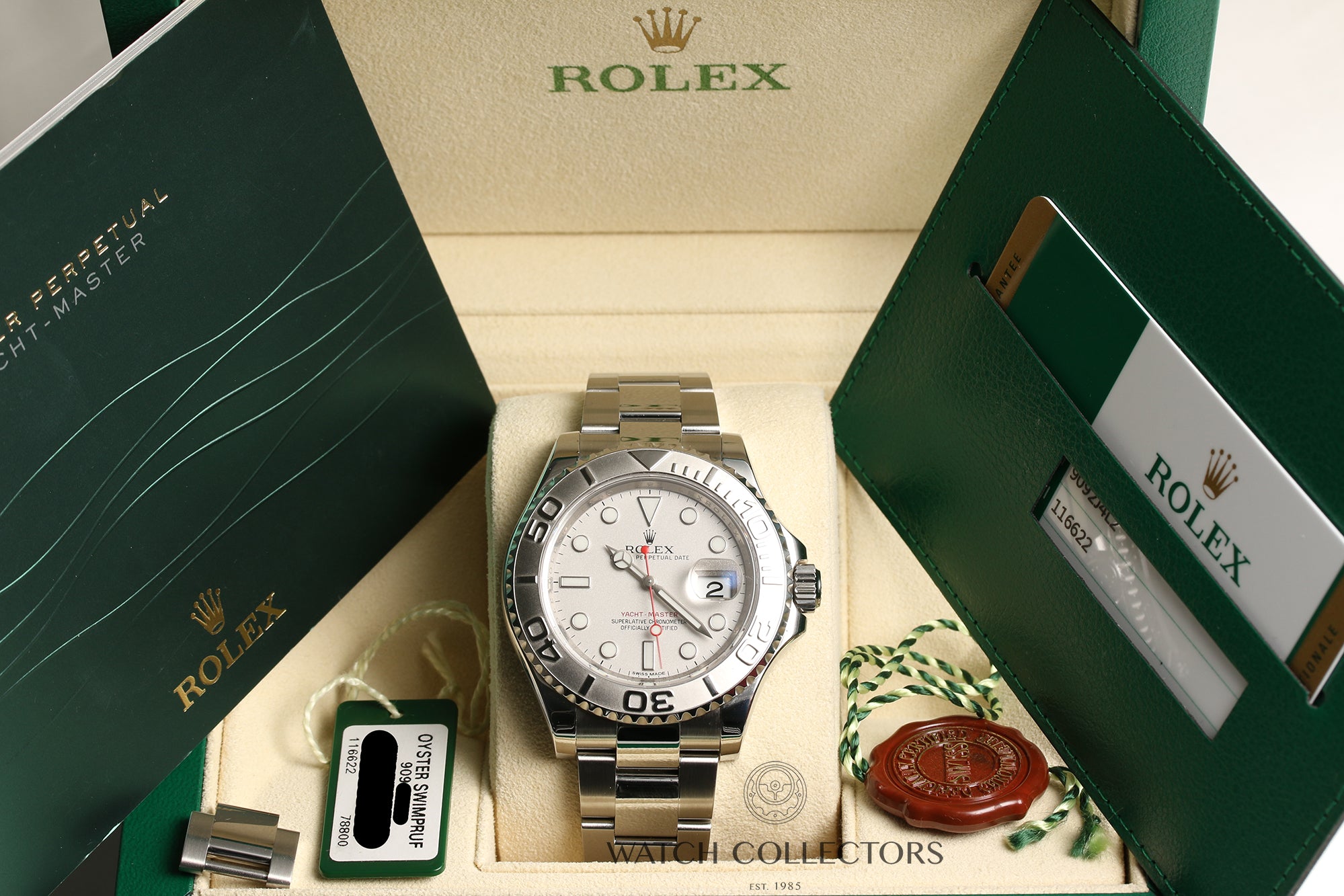 Full-Set Rolex Yacht-Master 116622 Stainless Steel Platinum Bezel Second Hand Watch Collectors 9