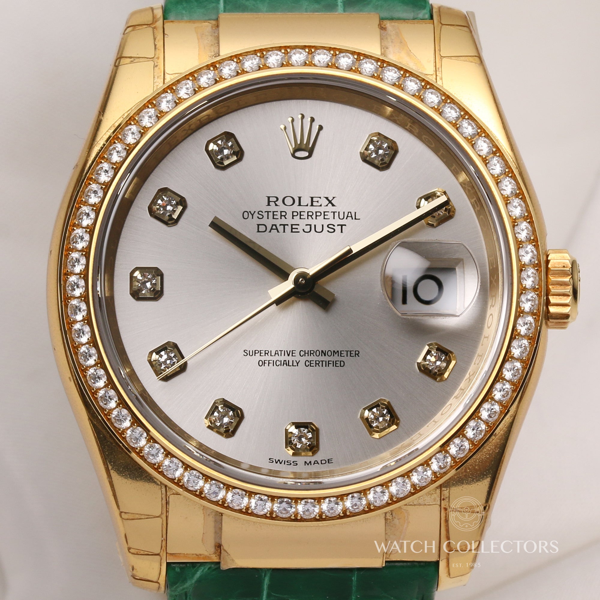 Full-Set-Unworn-Rolex-DateJust-116188-18K-Yellow-Gold-Silver-Diamond-Dial-Diamond-Bezel-Second-Hand-Watch-Collectors-2