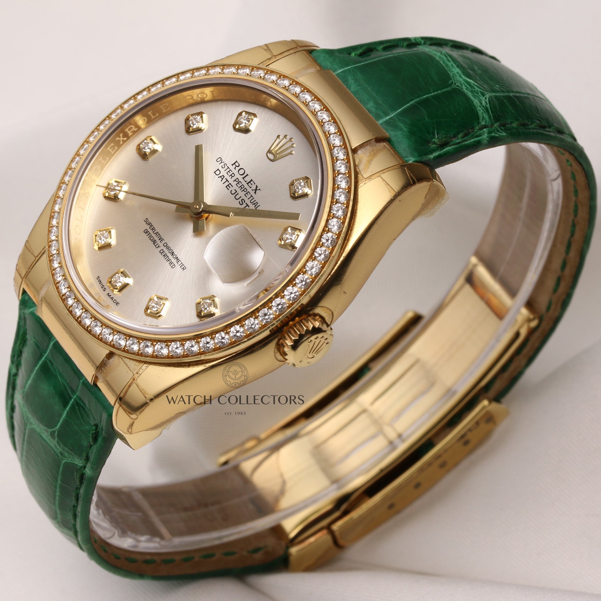 Full-Set-Unworn-Rolex-DateJust-116188-18K-Yellow-Gold-Silver-Diamond-Dial-Diamond-Bezel-Second-Hand-Watch-Collectors-3
