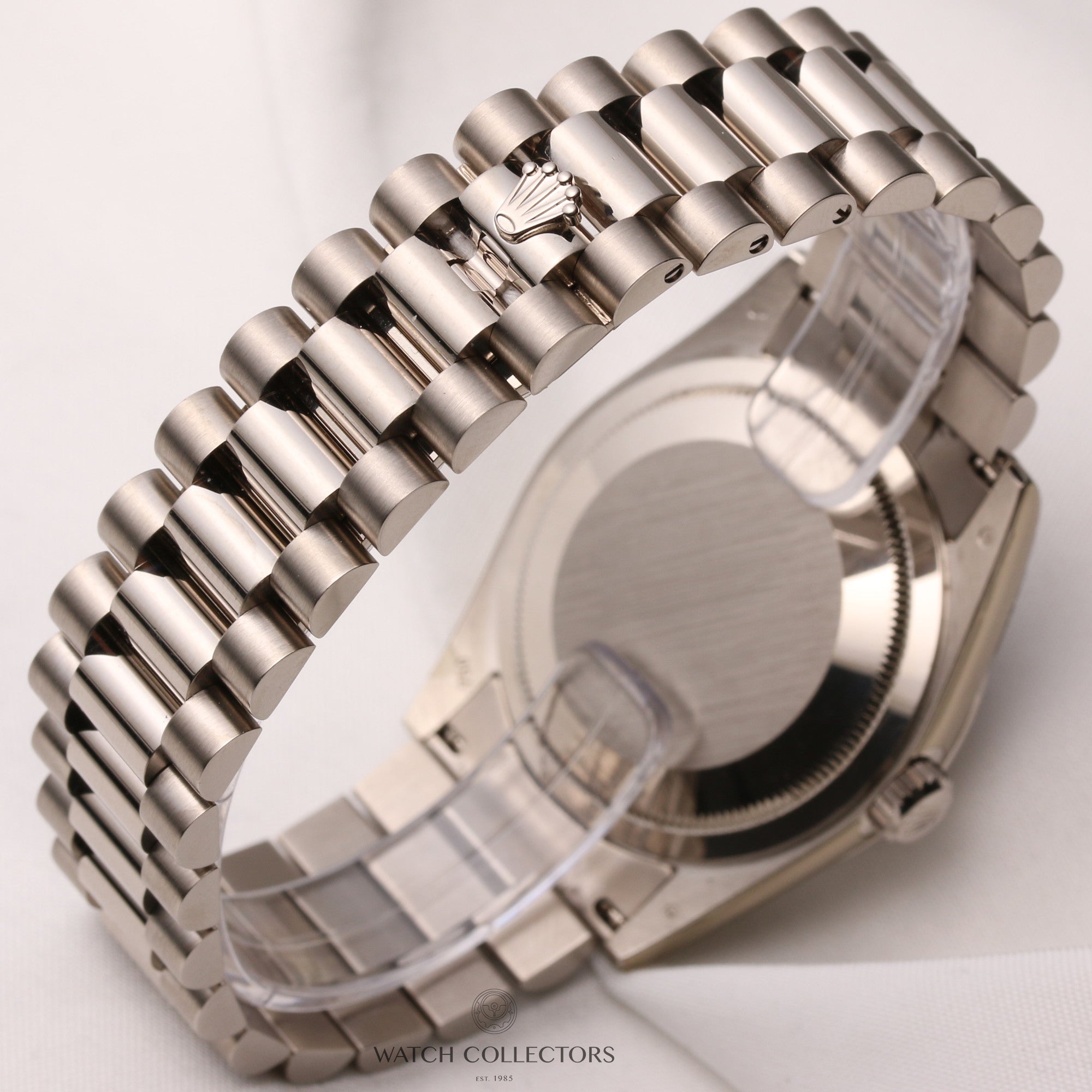 Full-Set-Unworn-Rolex-Day-Date-118239-18K-White-Gold-Brown-Jubilee-Diamond-Dial-Second-Hand-Watch-Collectors-6