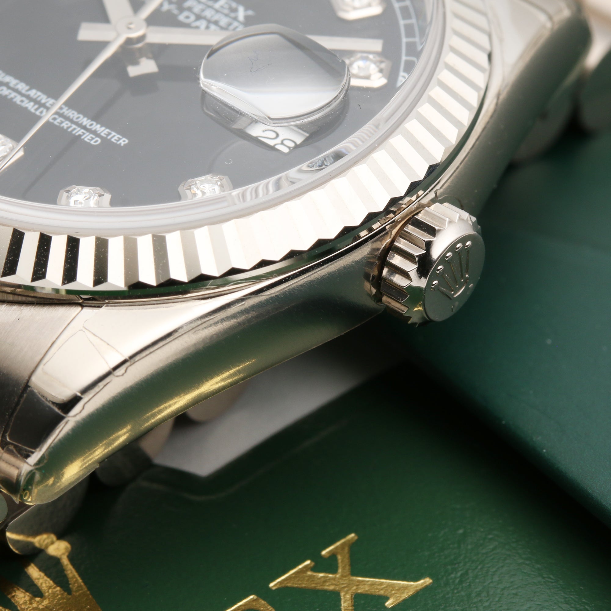 Full Set Unworn Rolex Day-Date 118239 Black Diamond Dial 18K White Gold Second Hand Watch Collectors 6