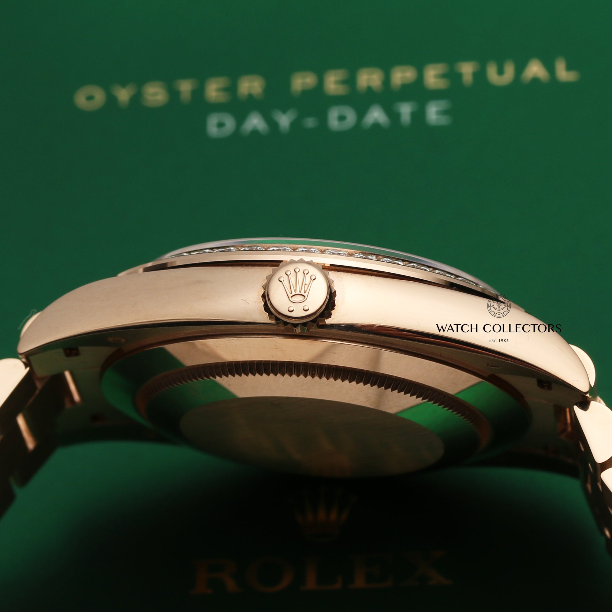 Full Set Unworn Rolex Day-Date 40 228345RBR 18K Rose Gold Diamond Bezel Baguette Chocolate Dial Second Hand Watch Collectors 7