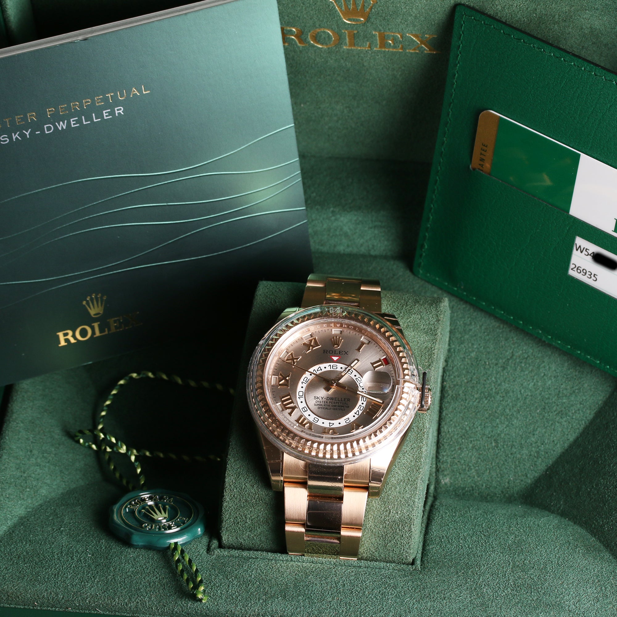 Full Set Unworn Rolex Sky-Dweller 326935 18K Rose Gold Second Hand Watch Collectors 7