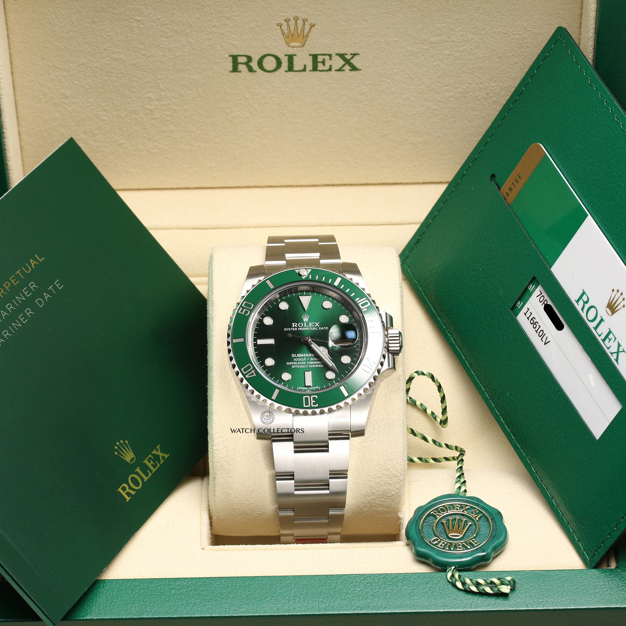 Full Set Unworn Rolex Submariner 116610LV Hulk 2019 Stainless Steel Second Hand Watch Collectors 11