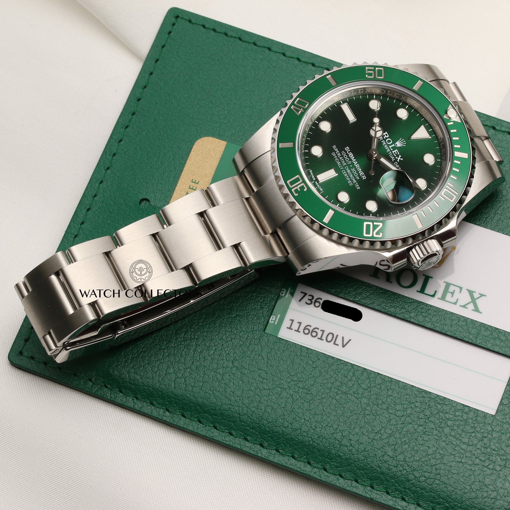Full Set Unworn Rolex Submariner 116610LV Hulk Stainless Steel Second Hand Watch Collectors 10