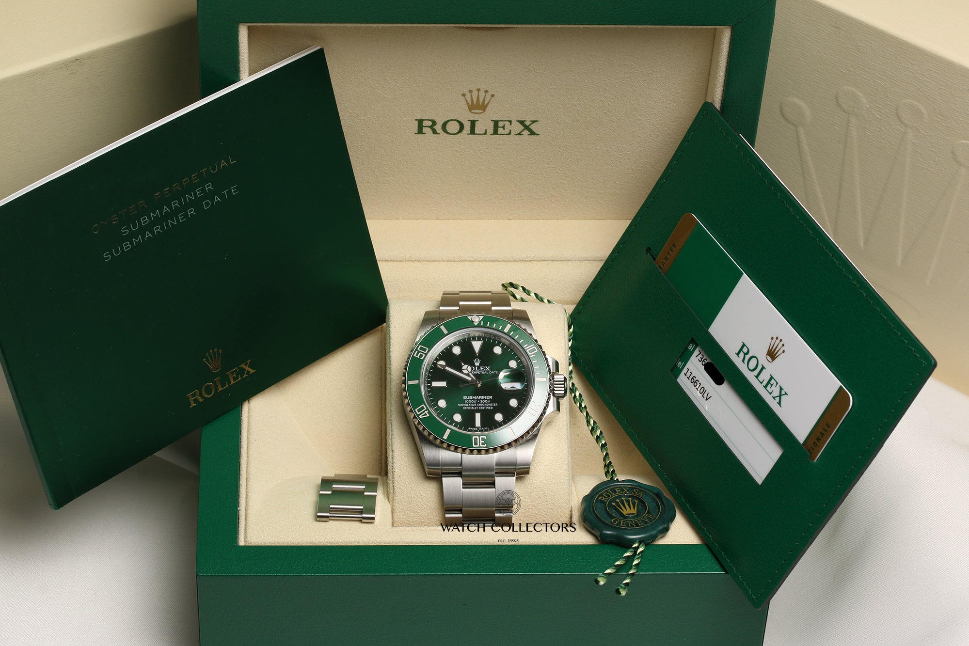 Full Set Unworn Rolex Submariner 116610LV Hulk Stainless Steel Second Hand Watch Collectors 11