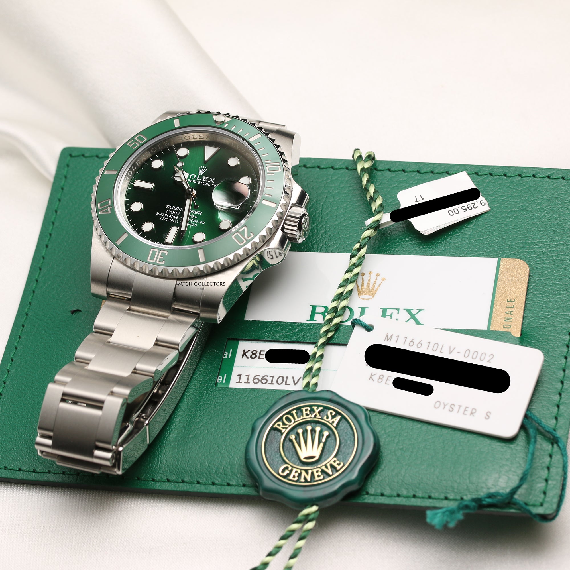 Full Set Unworn Rolex Submariner 116610LV Stainless Steel Hulk Second Hand Watch Collectors 10