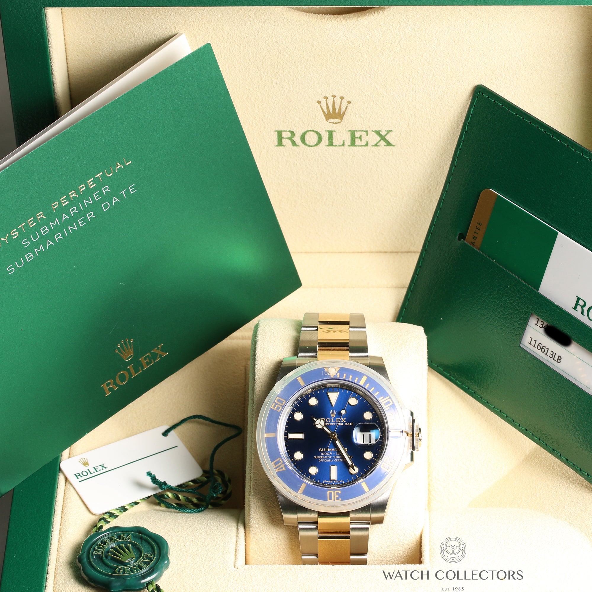 Full-Set-Unworn-Rolex-Submariner-116613LB-2017-Steel-Gold-Second-Hand-Watch-Collectors-7