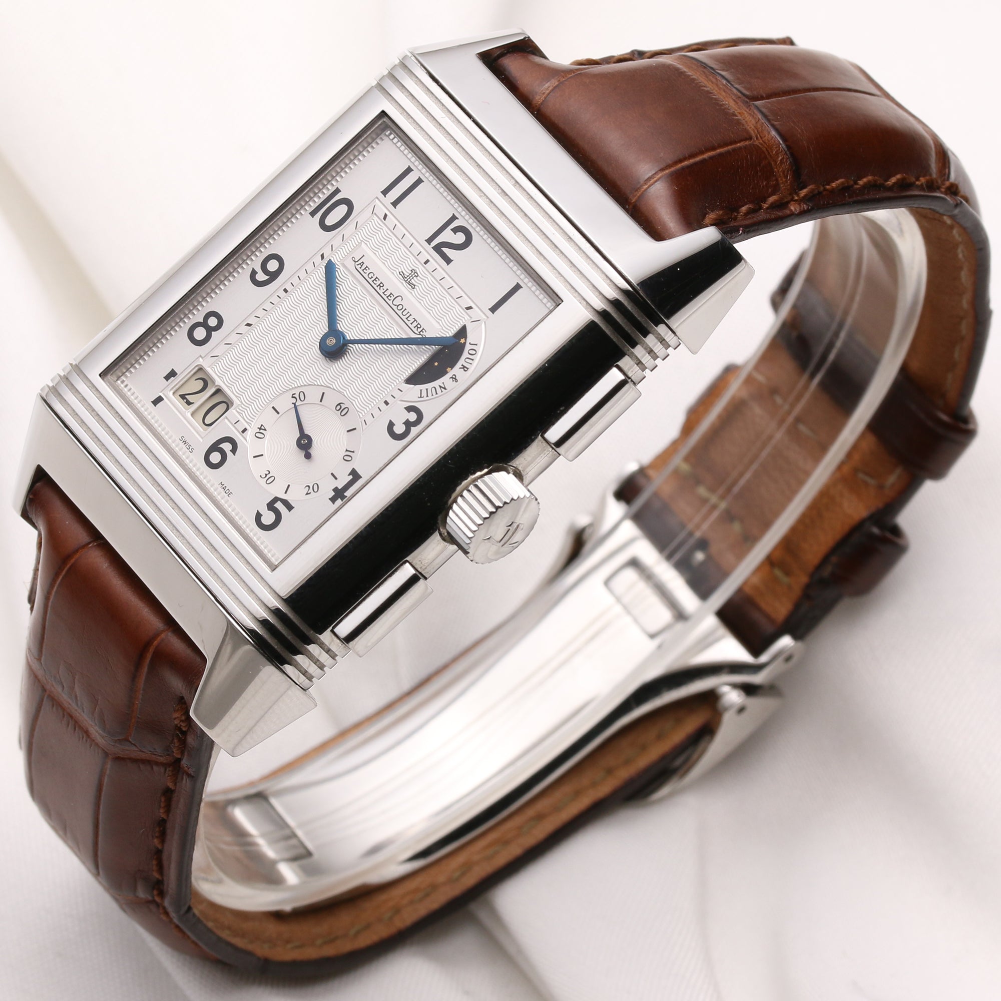 Full set Jaeger Le-Coultre Reverso Grande Date GMT 240.8.18 Q3028420 Stainless Steel Second Hand Watch Collectors 2