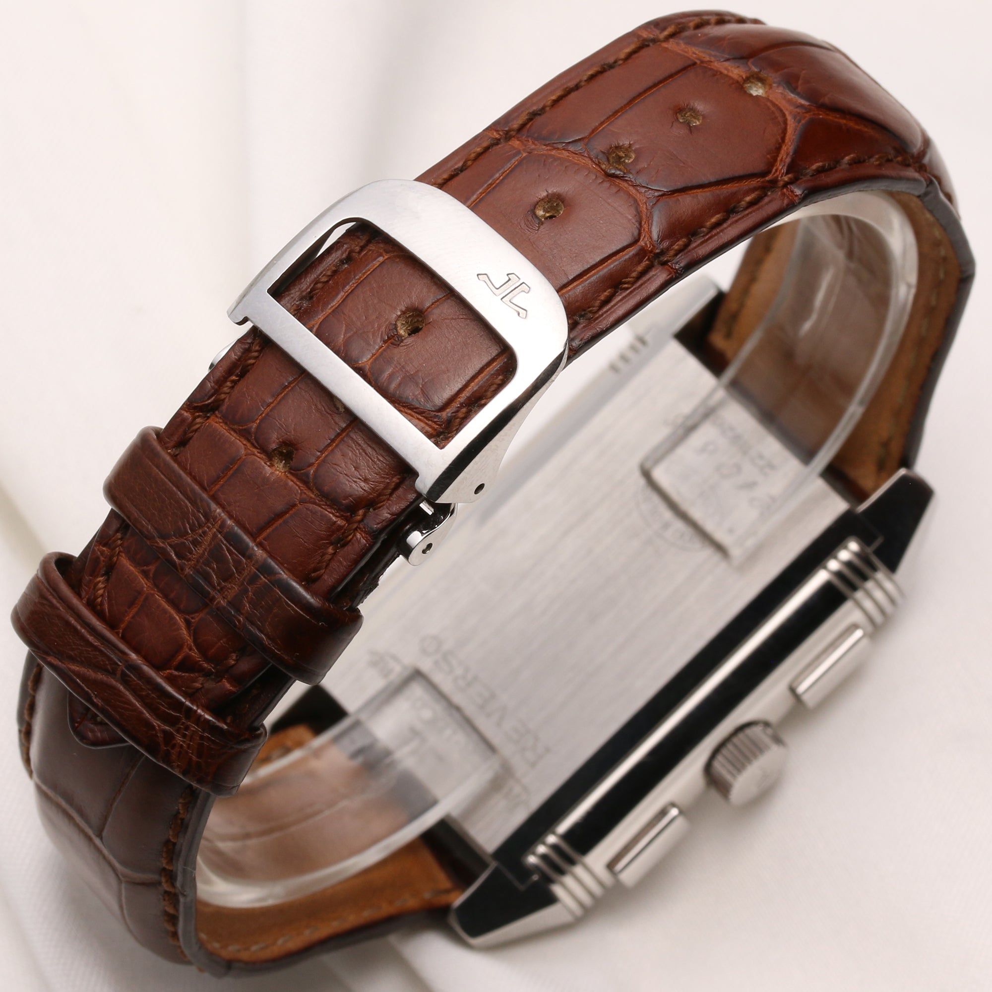 Full set Jaeger Le-Coultre Reverso Grande Date GMT 240.8.18 Q3028420 Stainless Steel Second Hand Watch Collectors 6