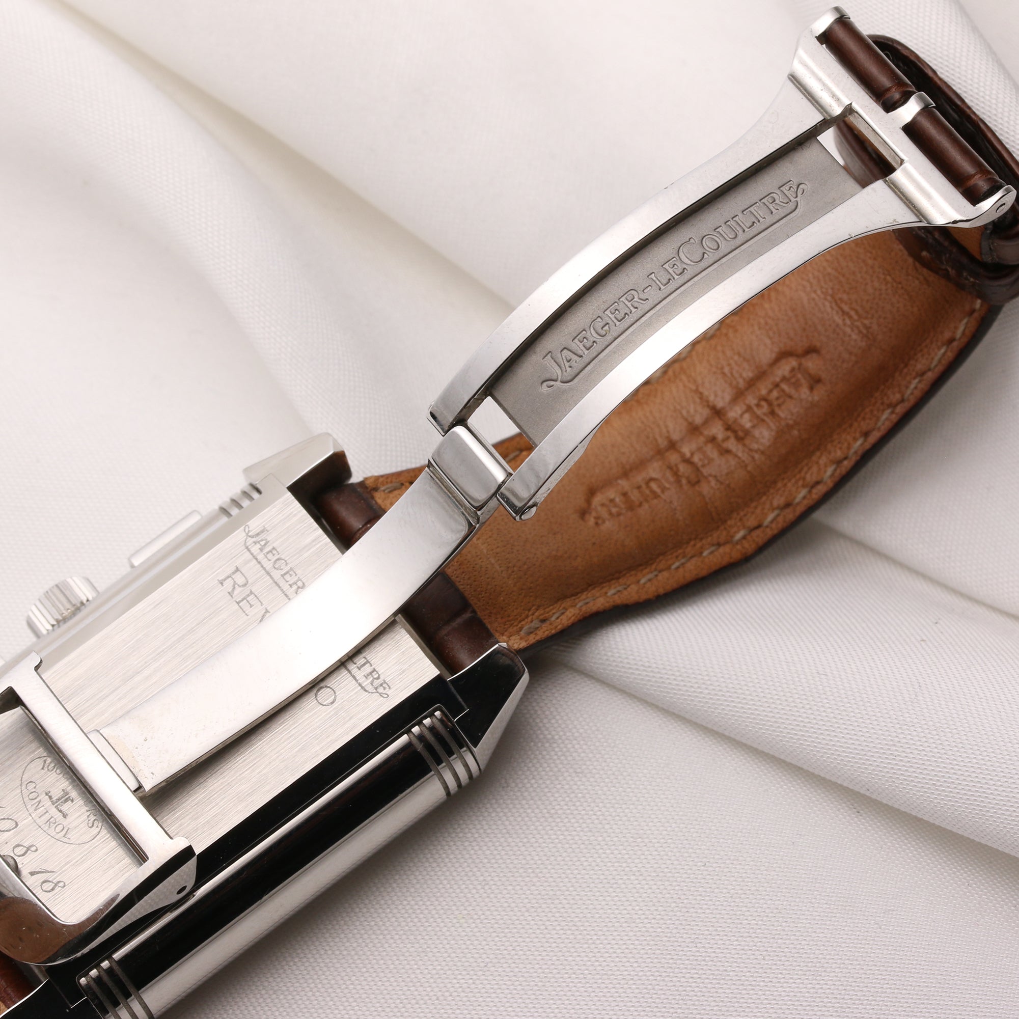 Full set Jaeger Le-Coultre Reverso Grande Date GMT 240.8.18 Q3028420 Stainless Steel Second Hand Watch Collectors 8