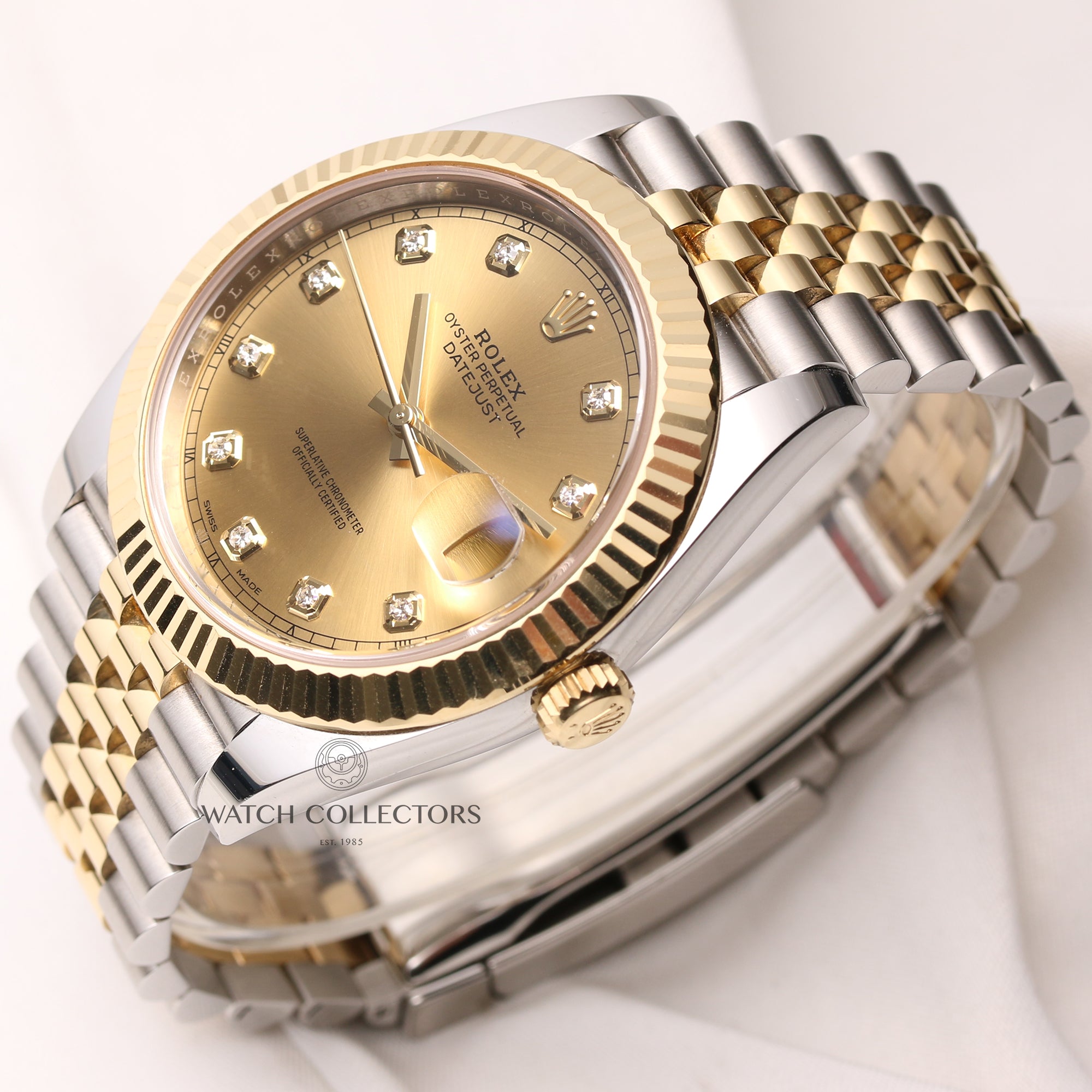 Fullset Rolex DateJust II 126333 Stainless Steel 18K White Gold Bezel Champagne Diamond Dial Second Hand Watch Collectors 3
