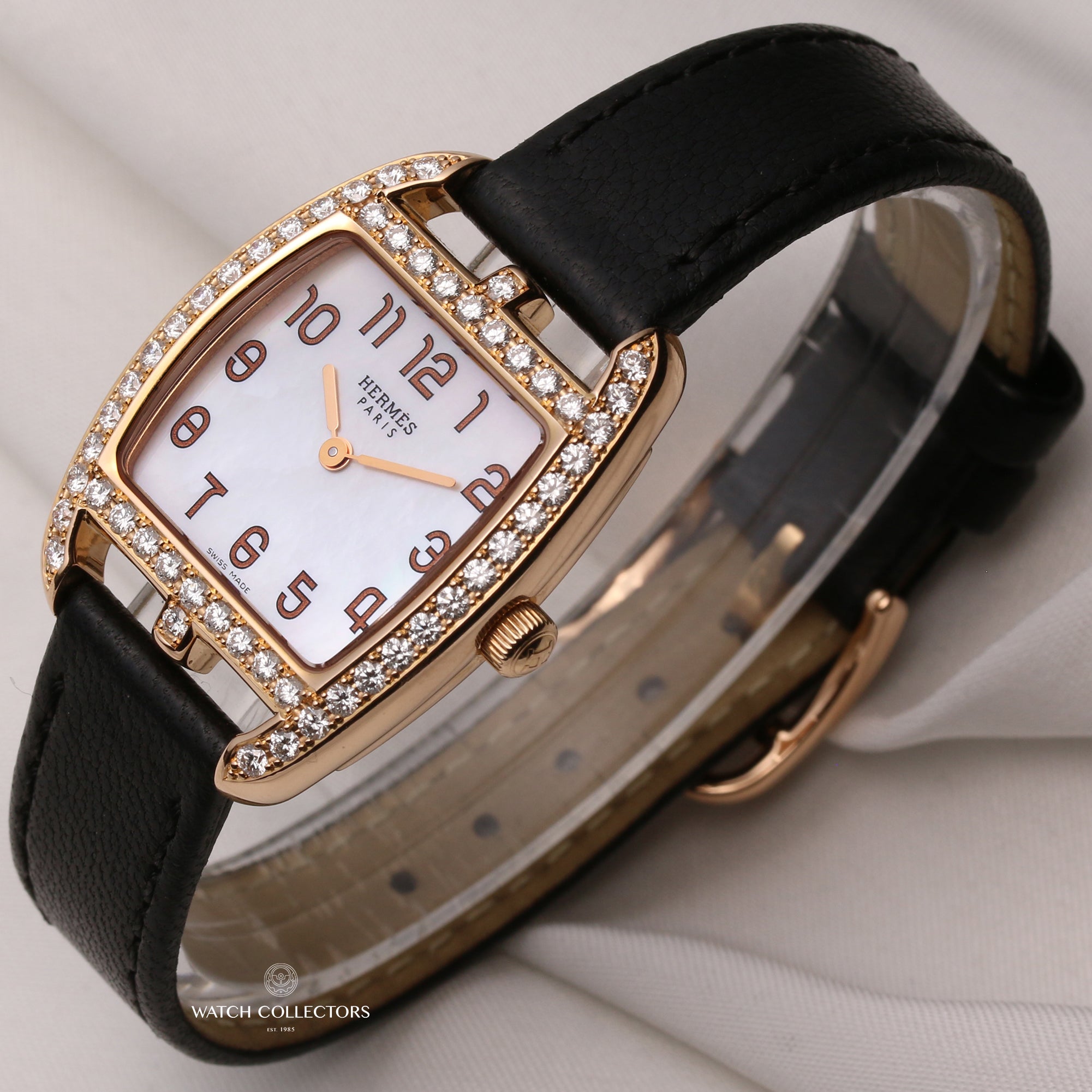 Hermes-18K-Rose-Gold-Diamond-MOP-Dial-Second-Hand-Watch-Collectors-3