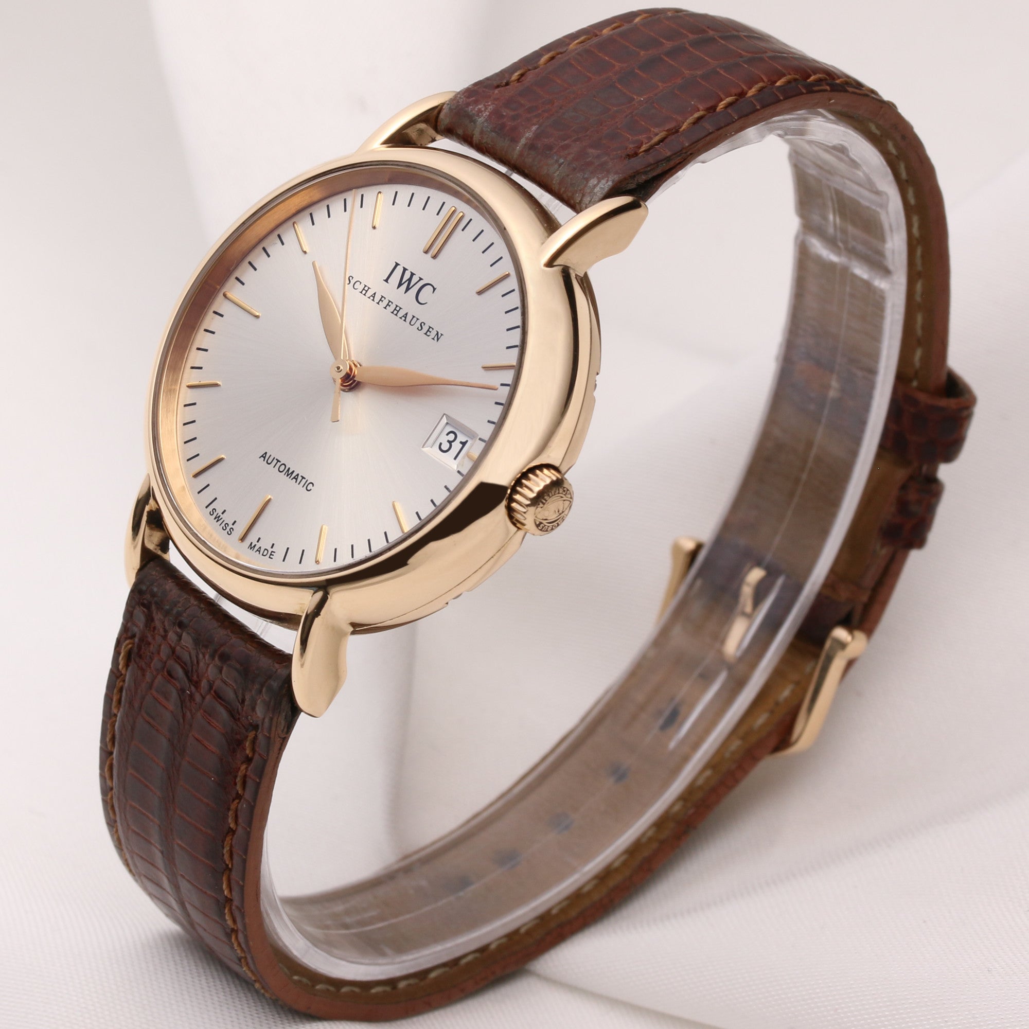 IWC Portofino 18K Rose Gold Champagne Dial Second Hand Watch Collectors 3