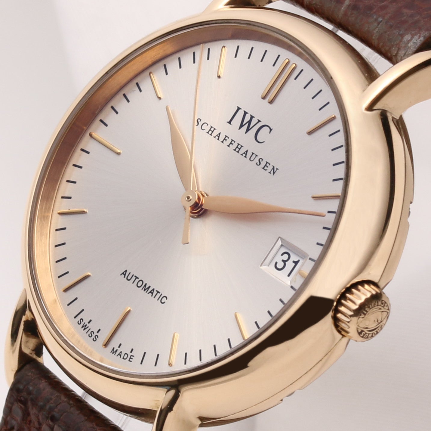 IWC Portofino 18K Rose Gold Champagne Dial Second Hand Watch Collectors 4