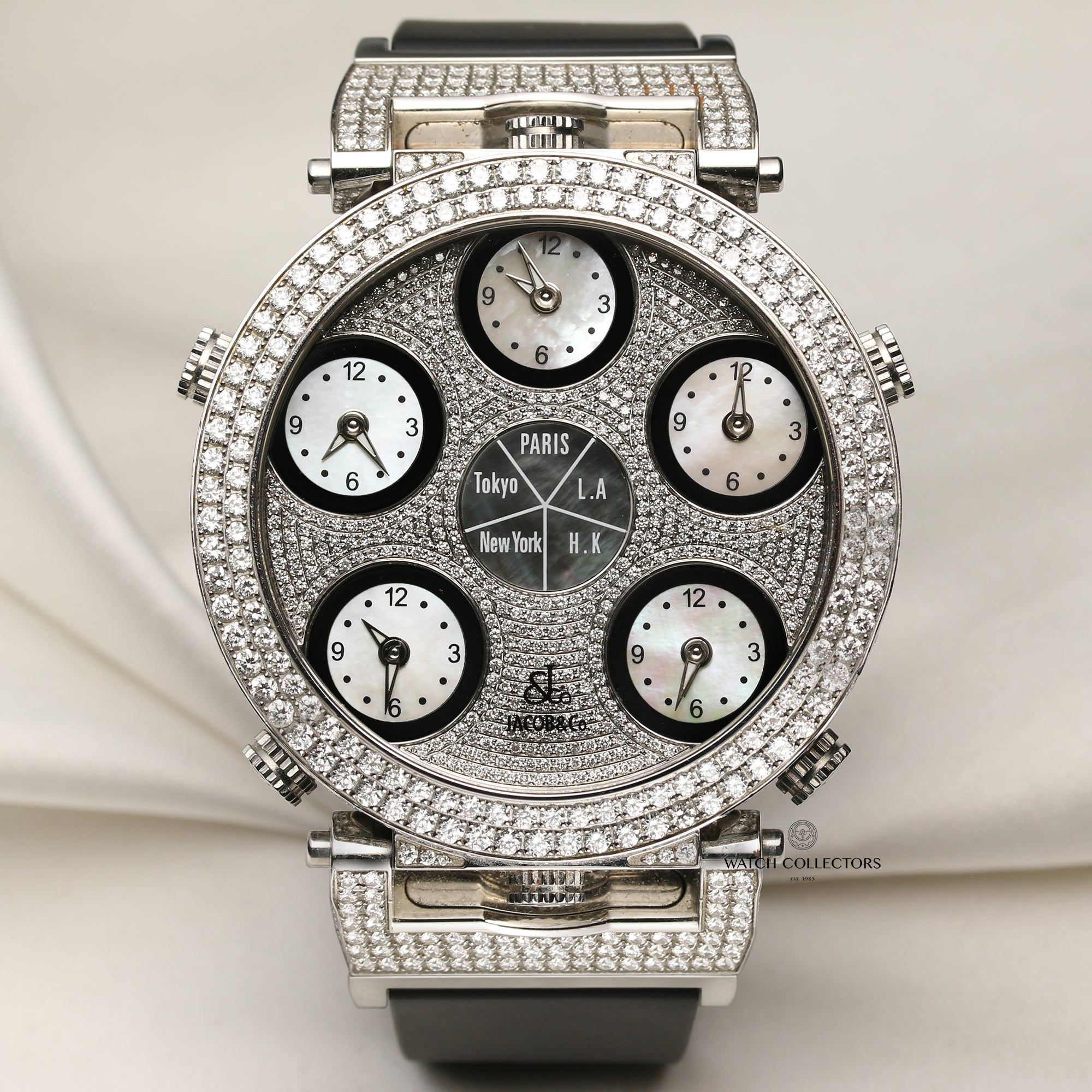 Jacob Co 18K White Gold Pave MOP Second Hand Watch Collectors 1