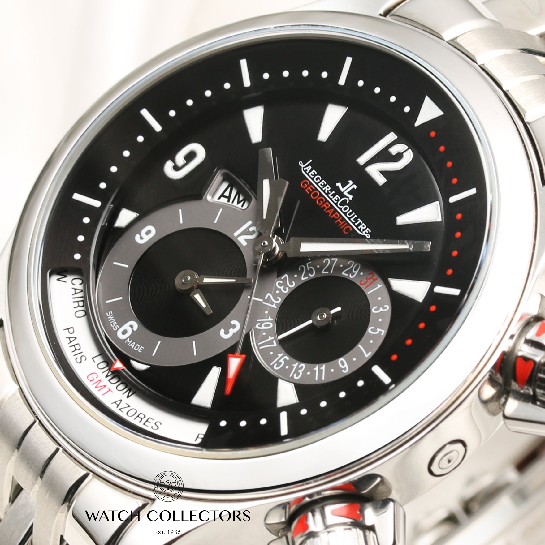 Jaeger Le-Coultre Master Compressor Geographic Stainless Steel Second Hand Watch Collectors 4