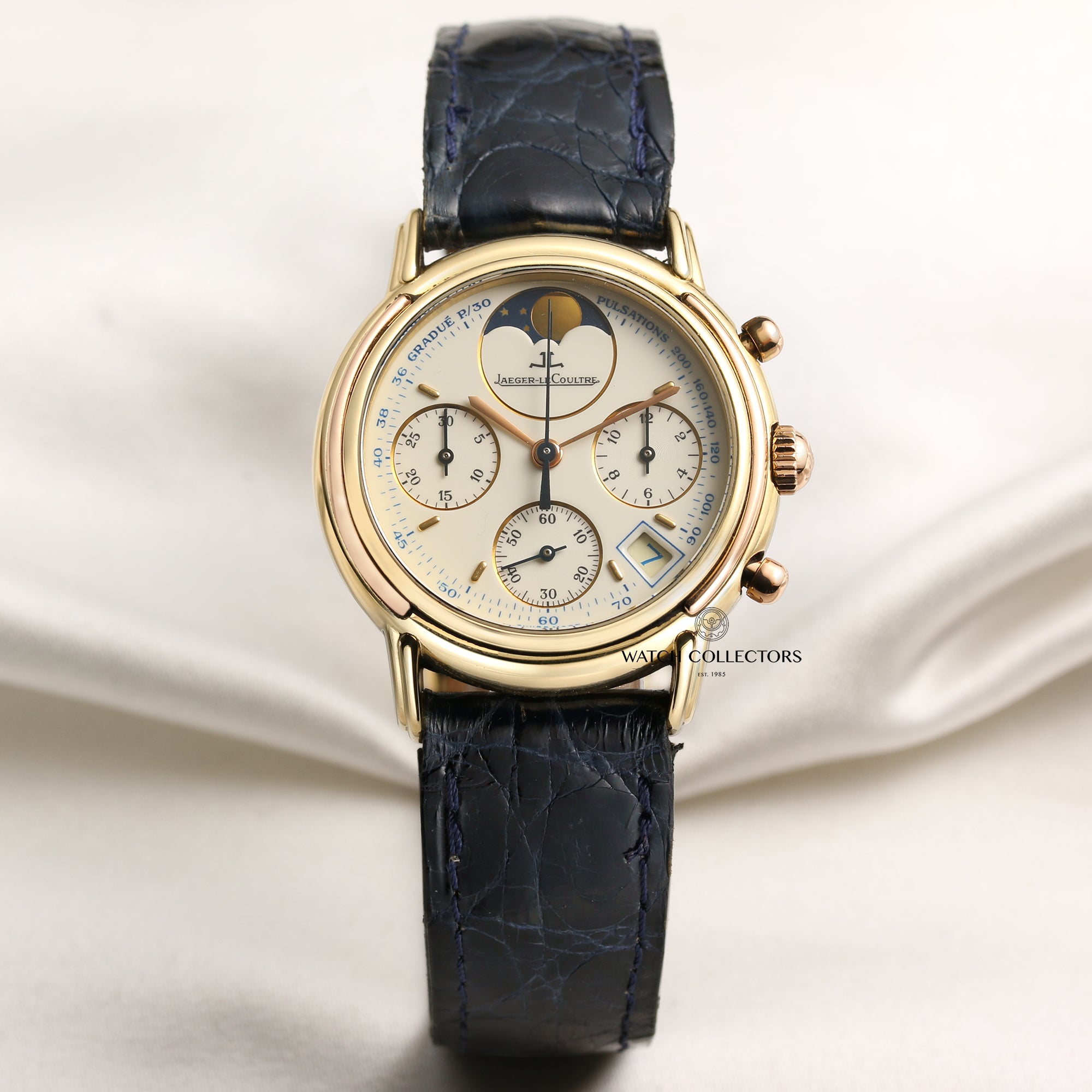 Jaeger-LeCoultre Chronograph 18K Yellow Gold Second Hand Watch Collectors 1