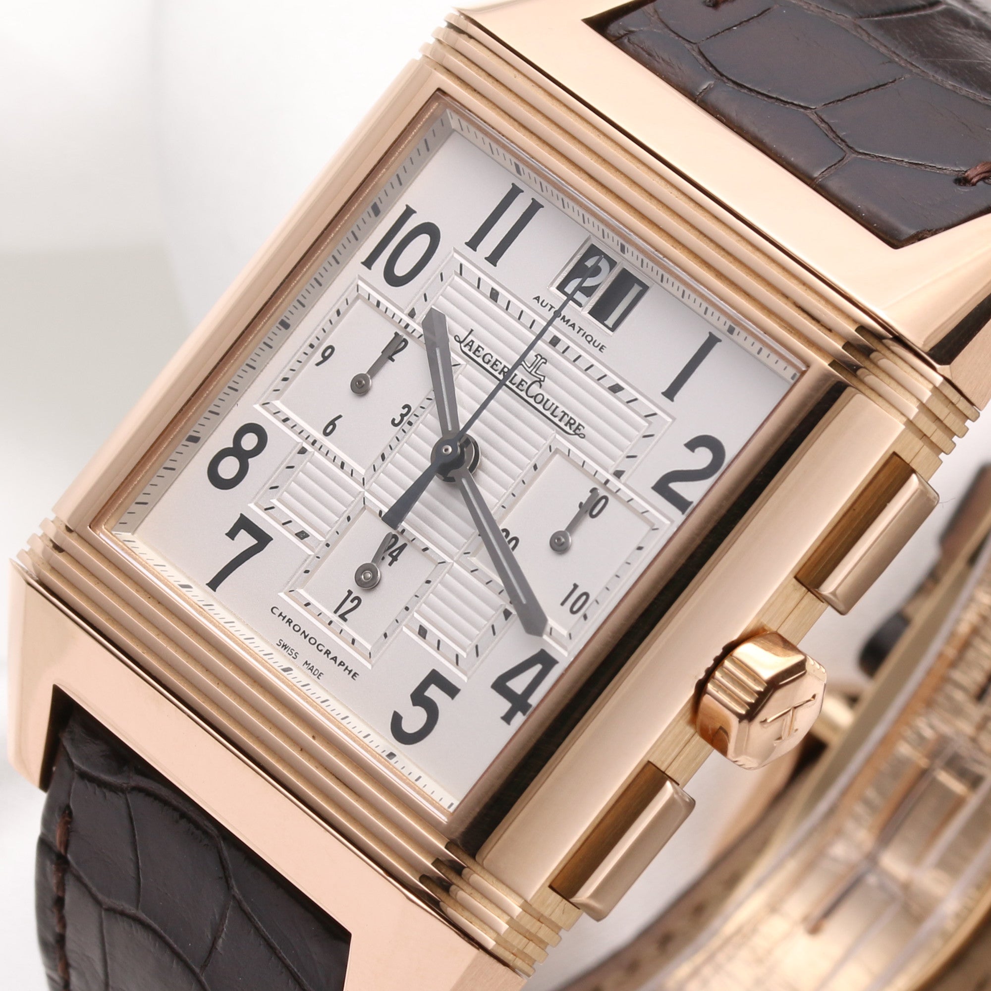 Jaeger-LeCoultre Reverso Squadra Chronograph 18K Rose Gold Second Hand Watch Collectors 4
