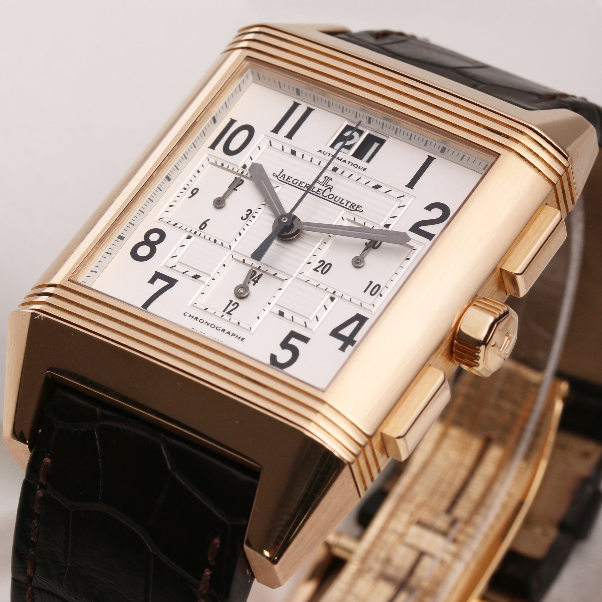 Jaeger-LeCoultre Reverso Squadra Chronograph 18K Rose Gold Second Hand Watch Collectors 7