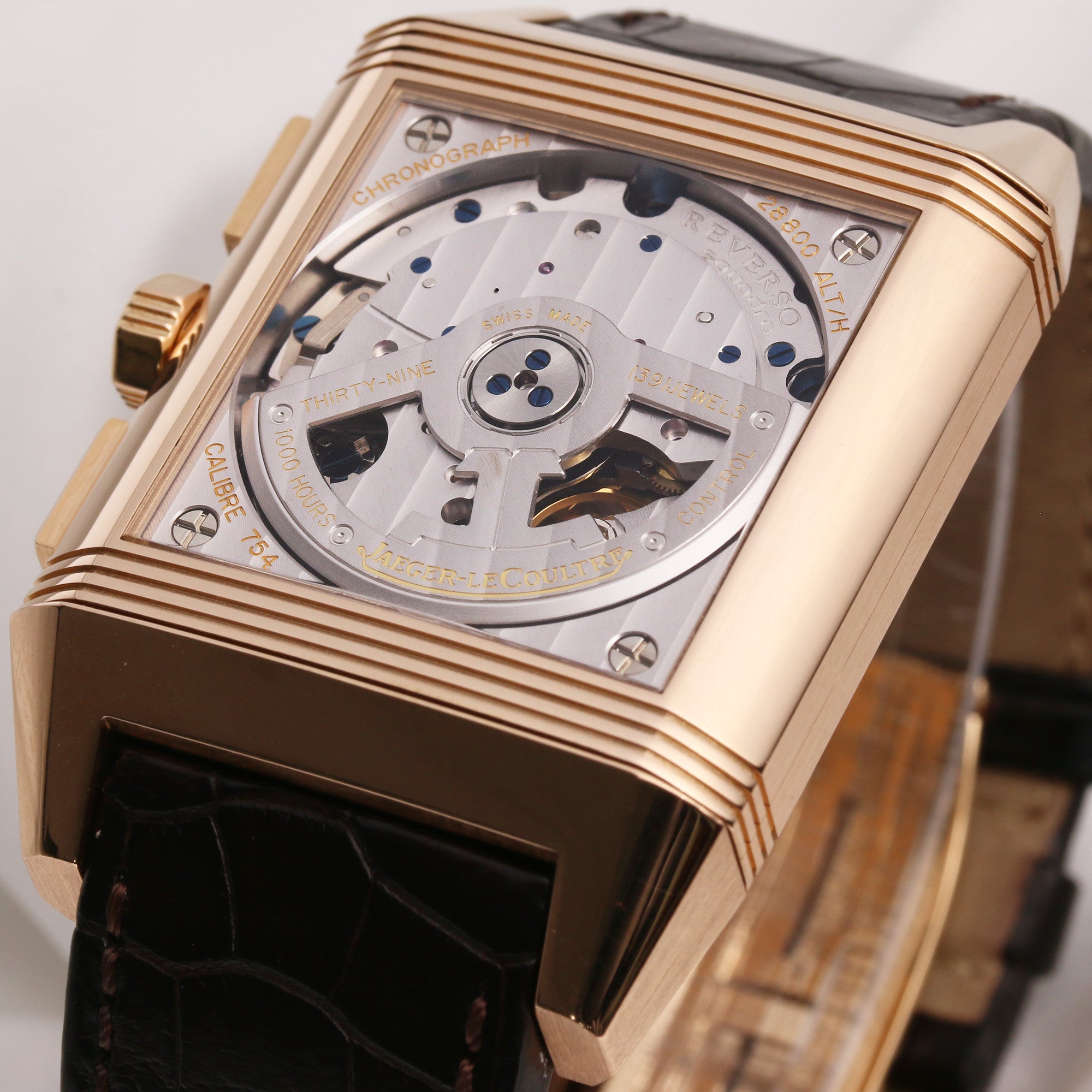 Jaeger-LeCoultre Reverso Squadra Chronograph 18K Rose Gold Second Hand Watch Collectors 8