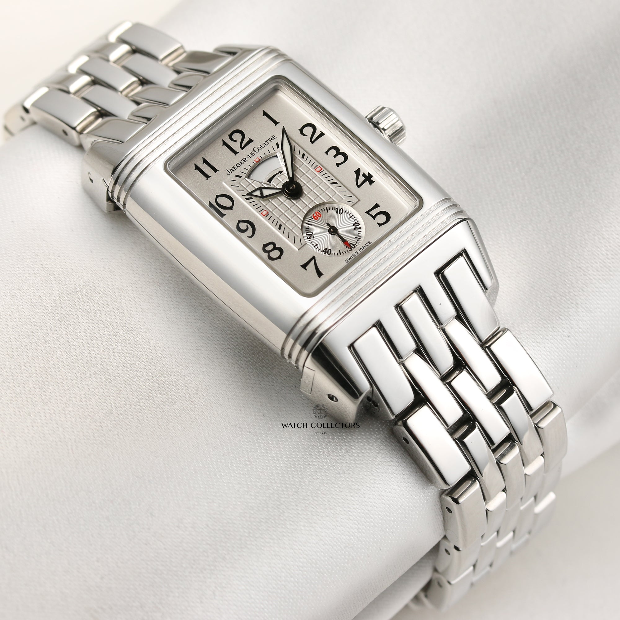 Jaeger-LeCoultre Reverso Stainless Steel Diamond Second Hand Watch Collectors 4