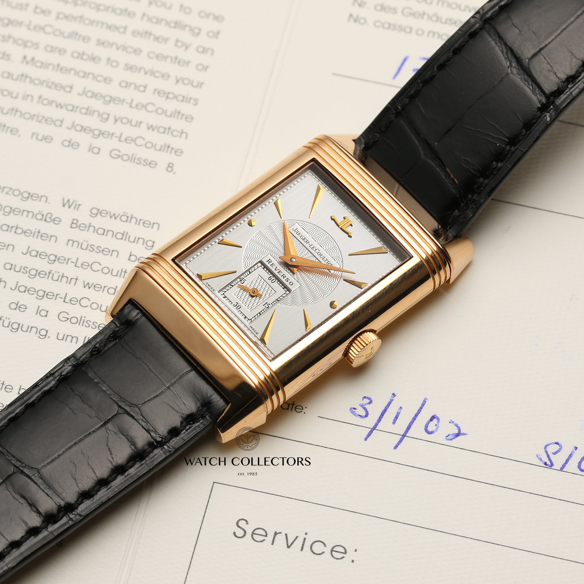 Jaeger Reverso 18K Rose Gold Skeleton Second Hand Watch Collectors 7
