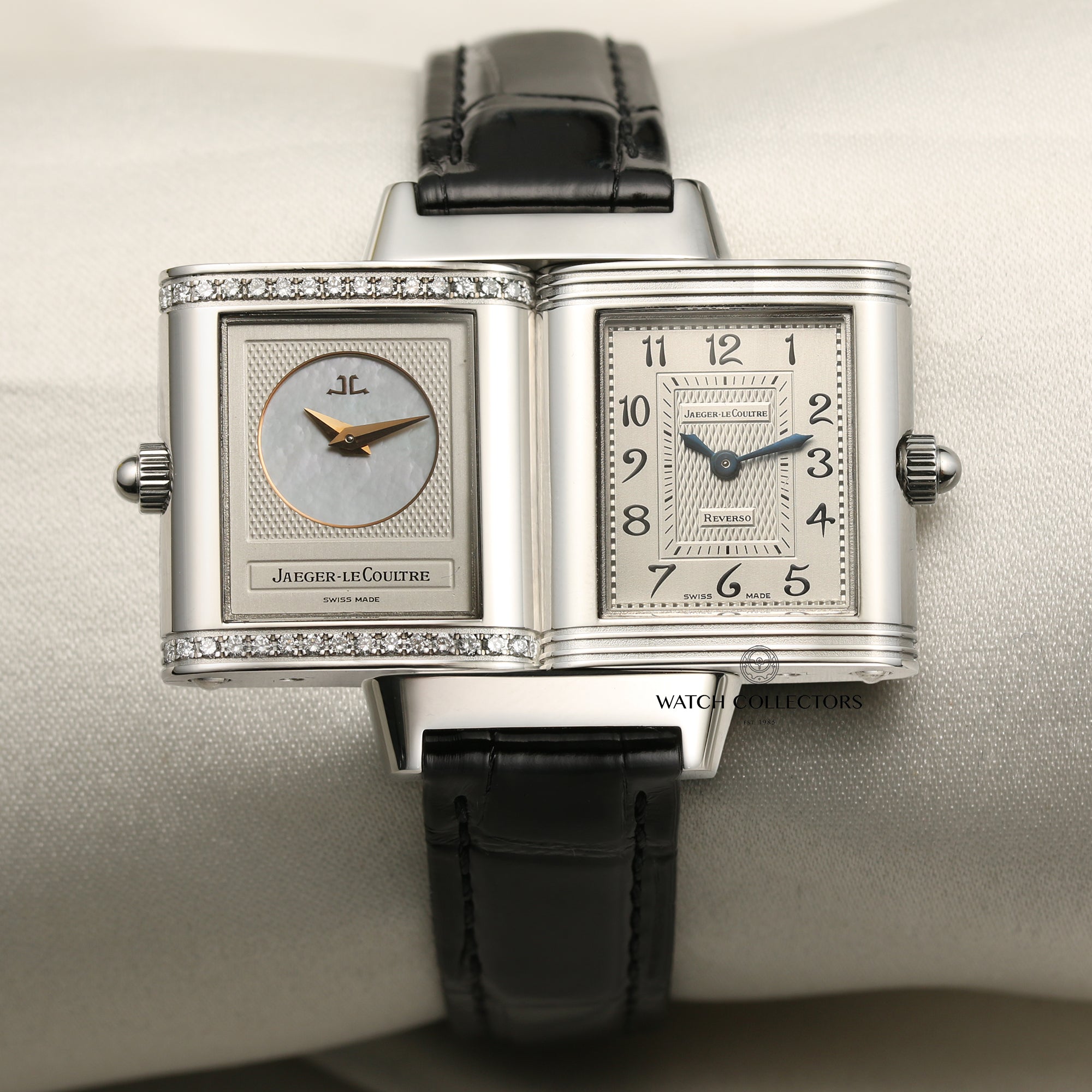 Jaeger Reverso Lady MOP Diamond Stainless Steel Second Hand Watch Collectors 1