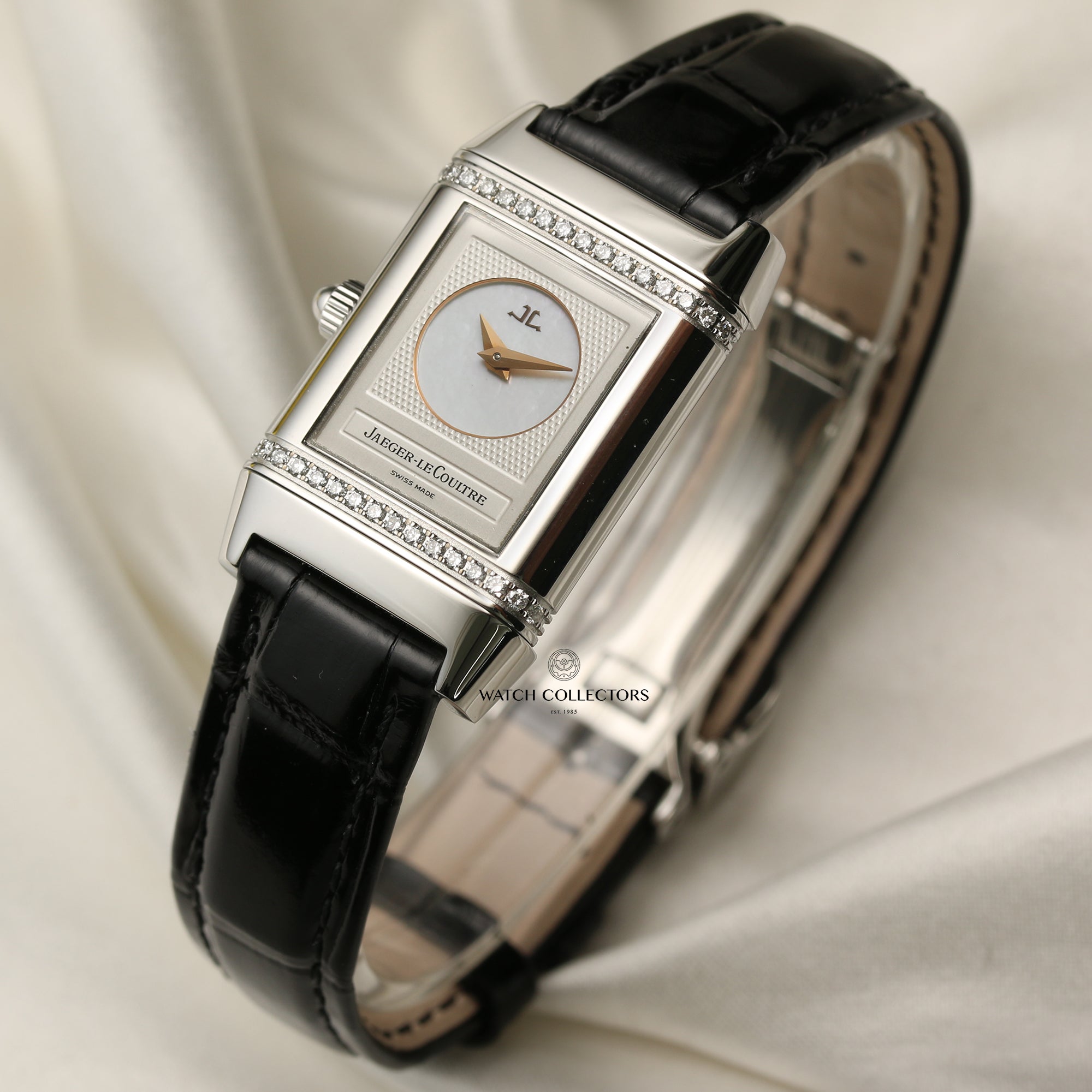 Jaeger Reverso Lady MOP Diamond Stainless Steel Second Hand Watch Collectors 4